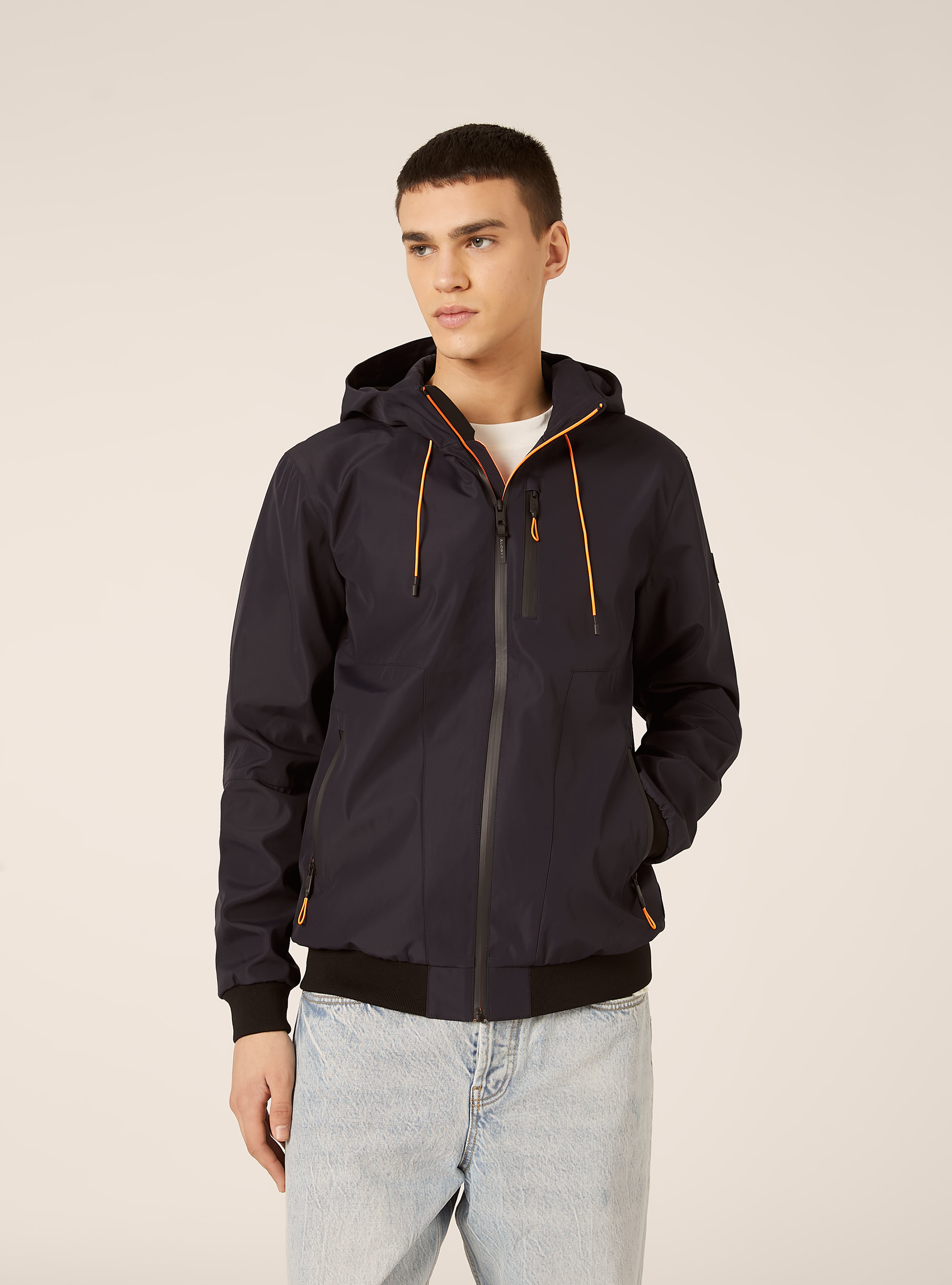 Bomber antivento con cappuccio, NA1 NAVY DARK