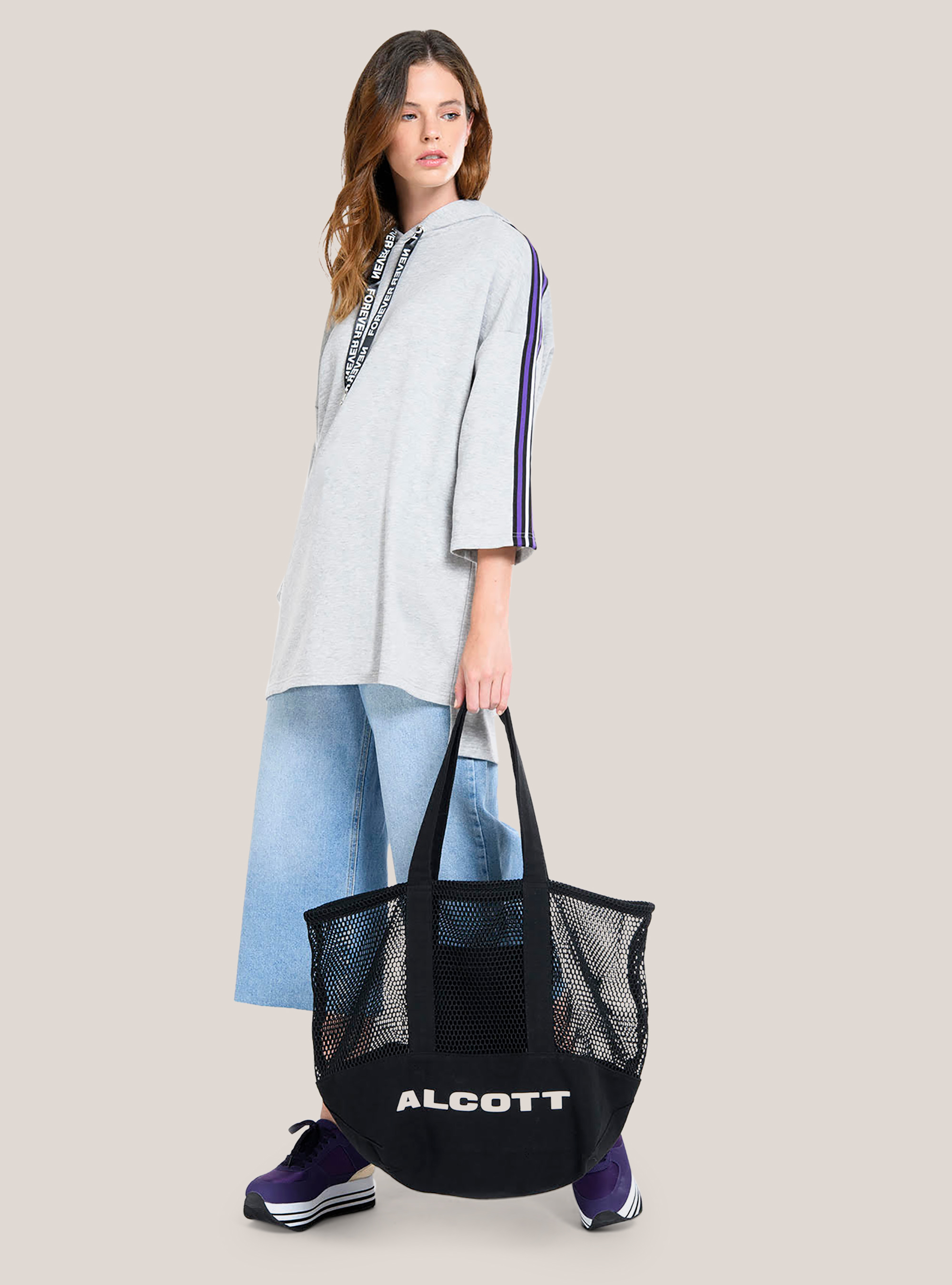 SHOPPER MIT NETZMUSTER, C101 BLACK