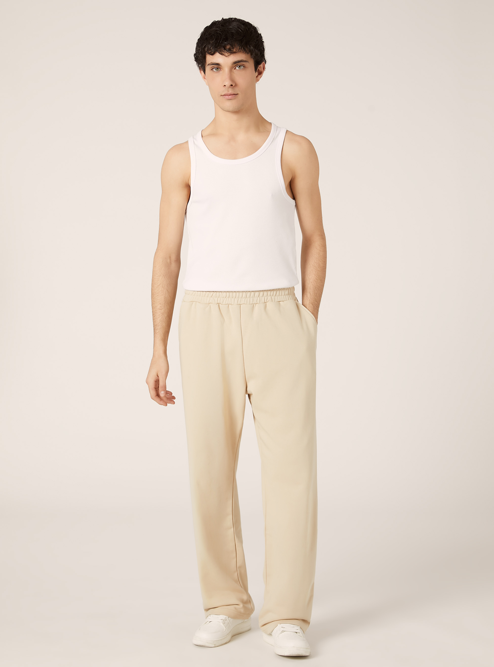 Pantalon ample en peluche, BG3 BEIGE LIGHT