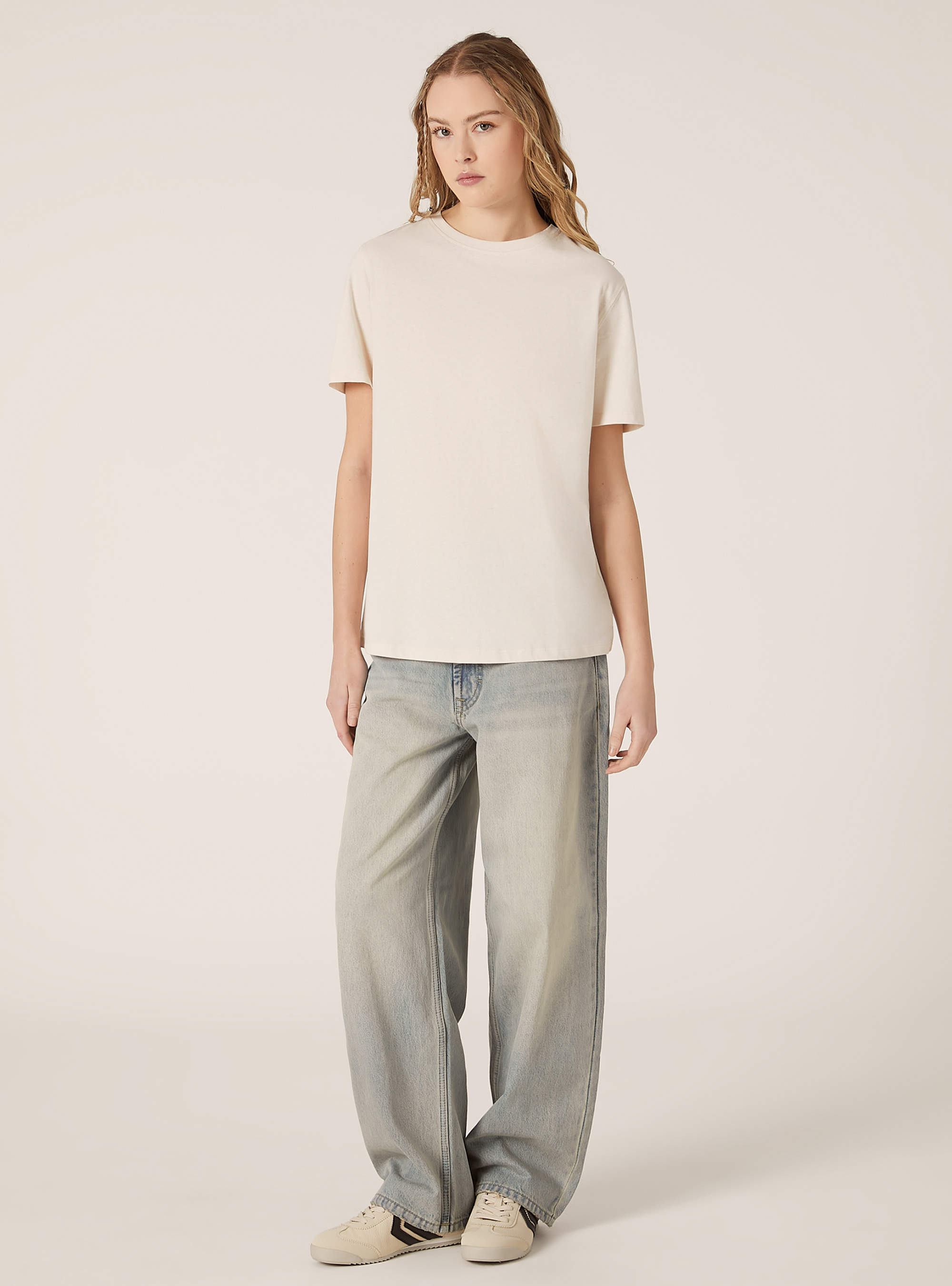 Crew-neck cotton T-shirt, CR3 CREAM LIGHT