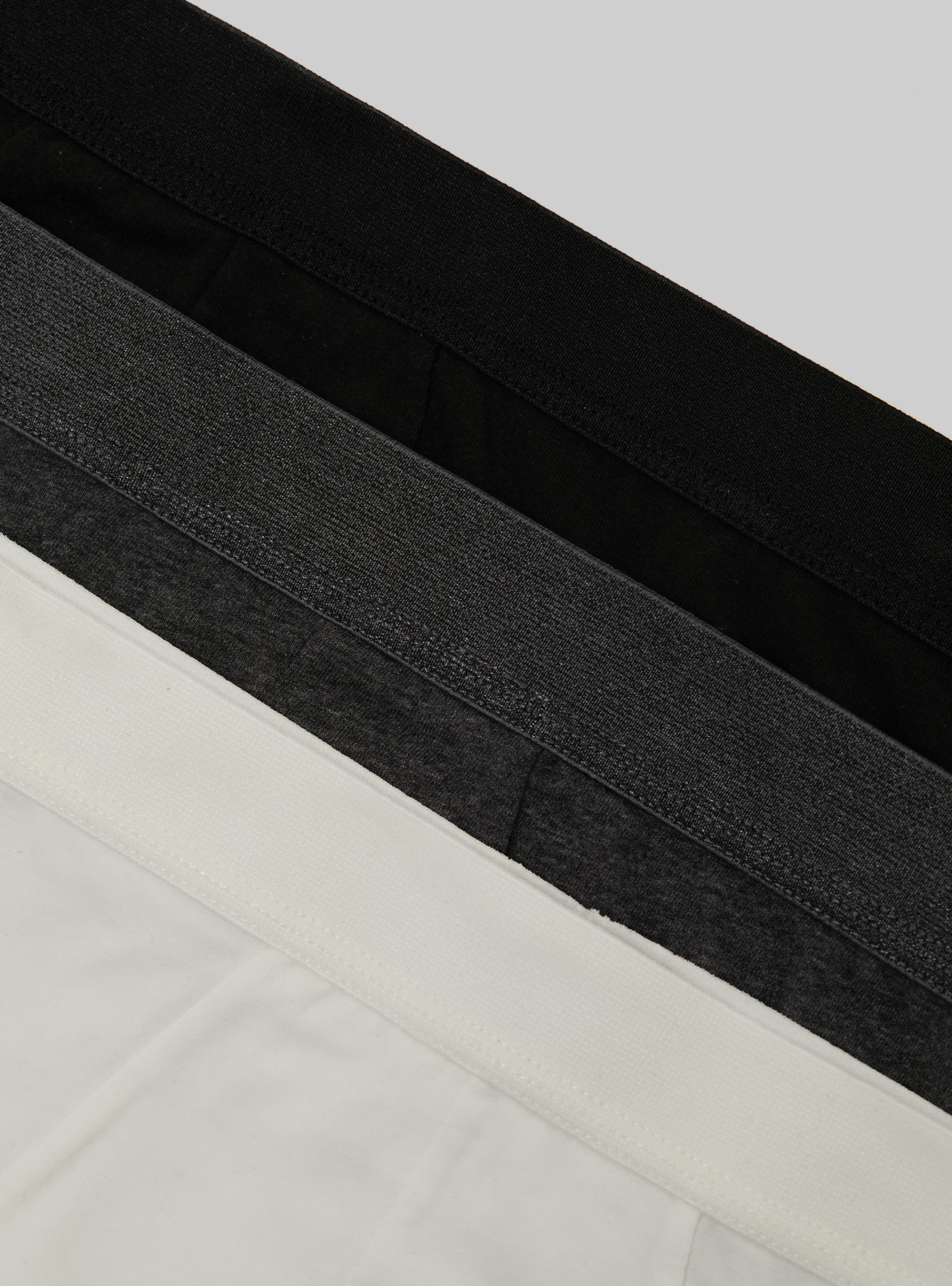 Set of 3 stretch cotton briefs, BK1/WH2/MGY1