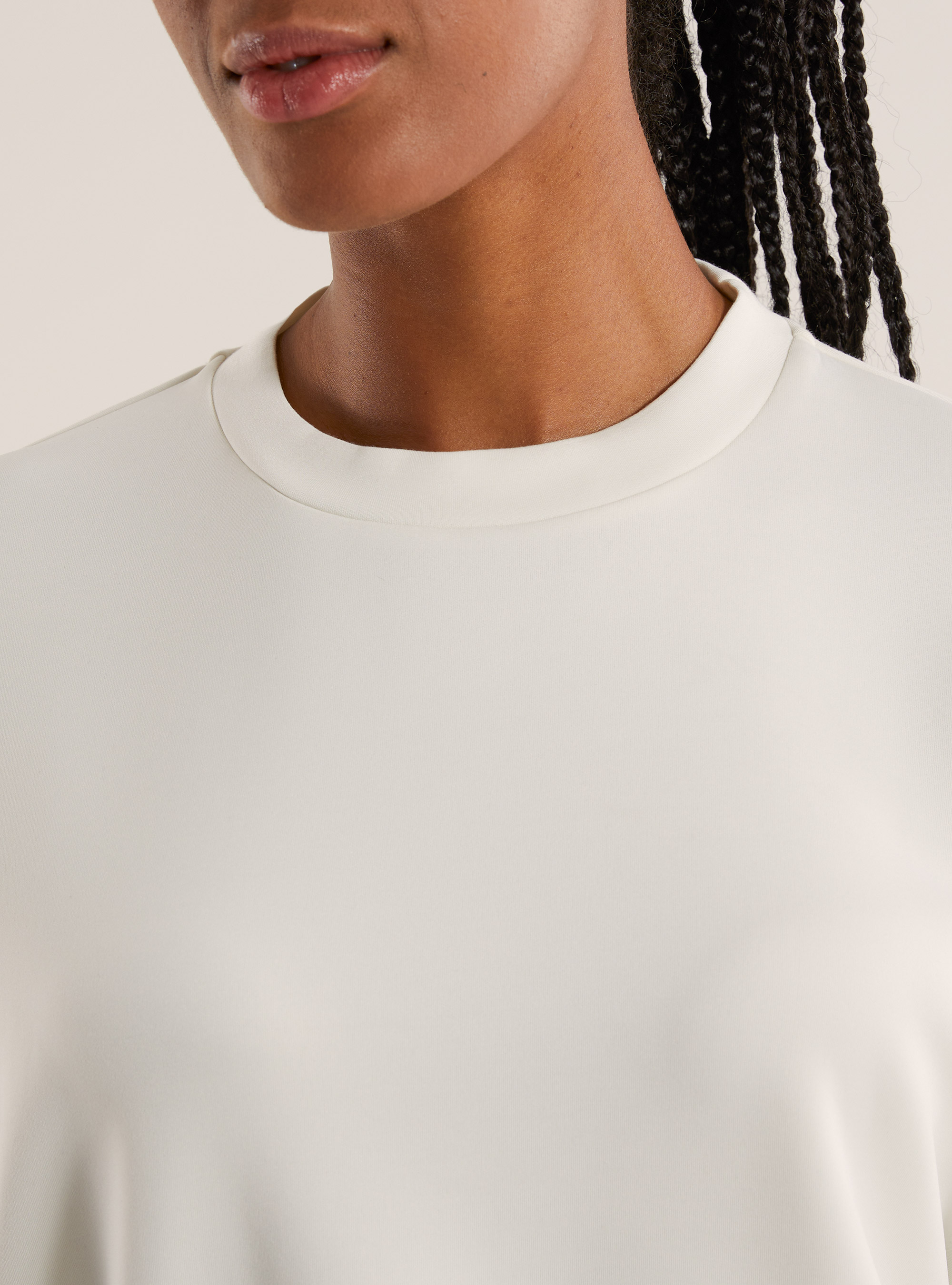 Cropped sweatshirt in soft scuba, WH2 WHITE