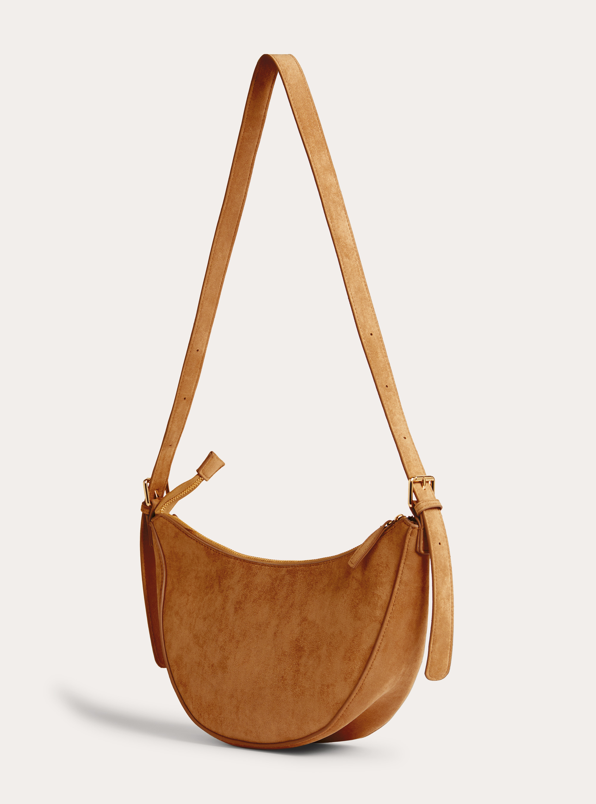 Halbmond-Tasche in Wildlederoptik, TB3 TOBACCO LIGHT