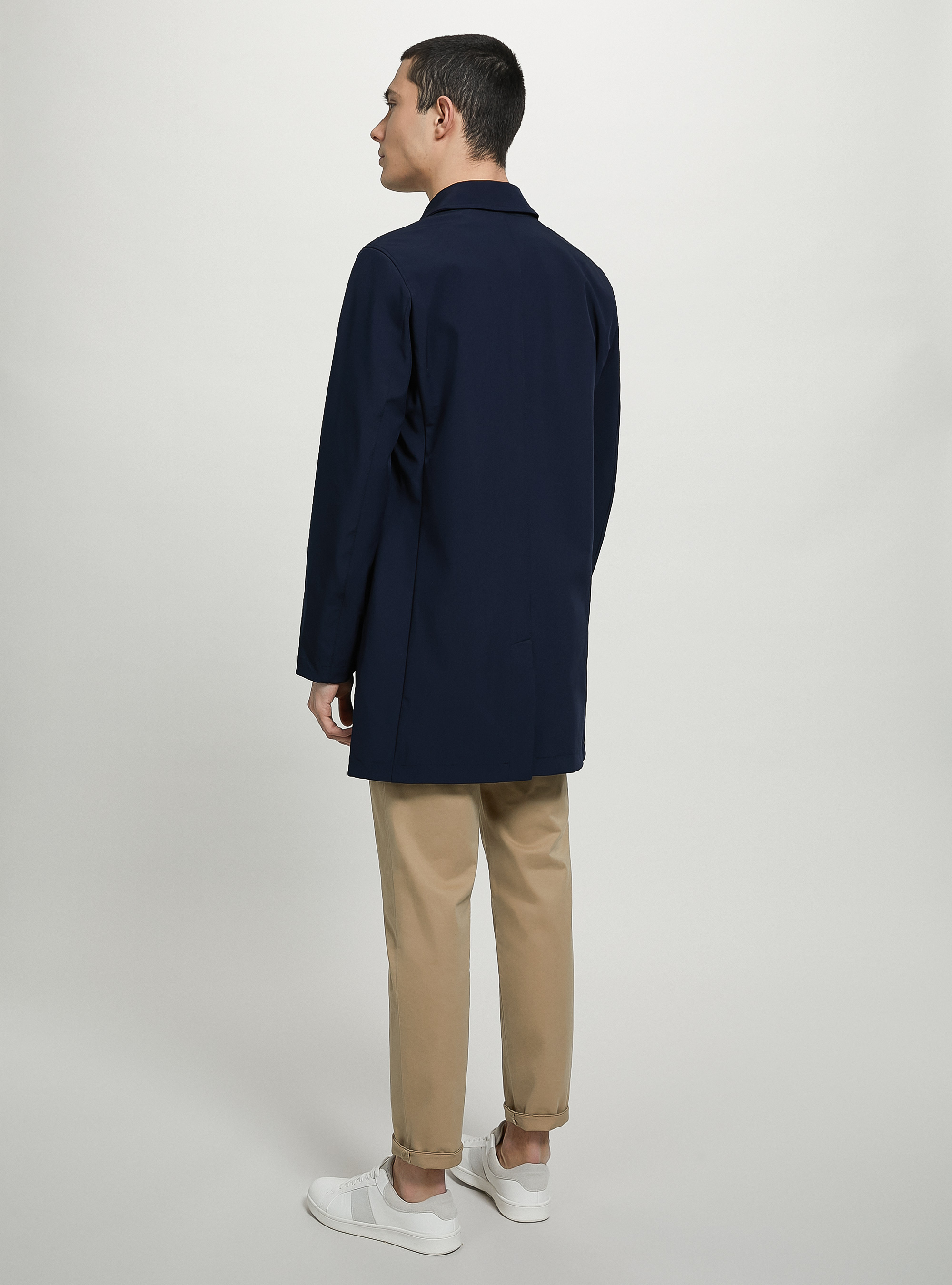 Plain-coloured trench coat with zip, NA1 NAVY DARK