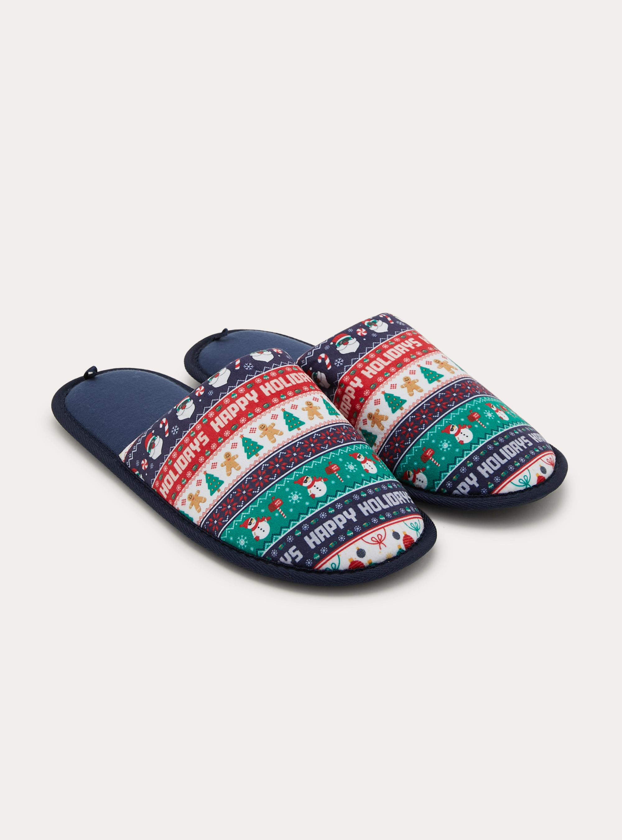 Christmas slippers with aop, NA1 NAVY DARK