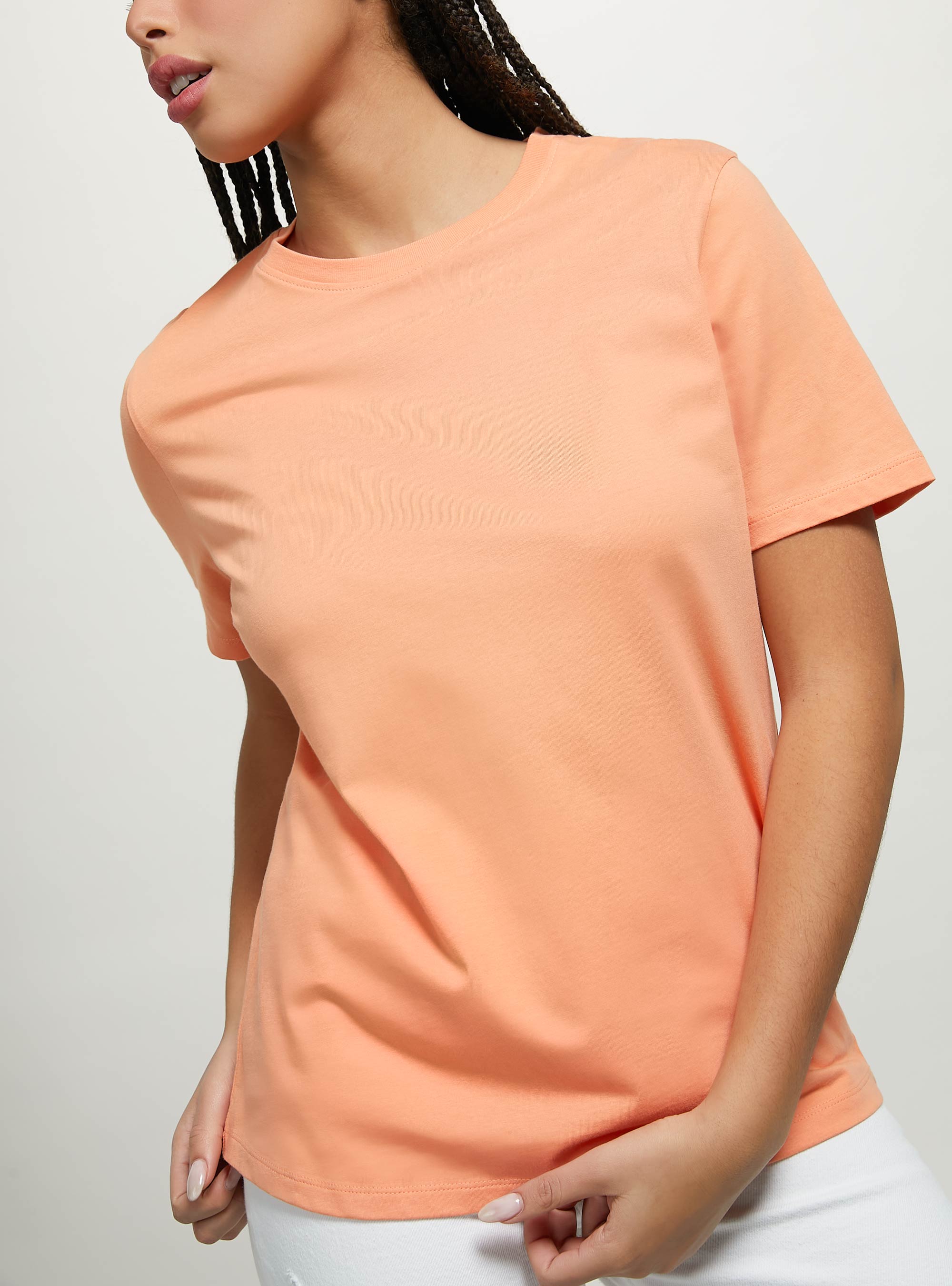 Cotton crew-neck T-shirt, OR3 ORANGE LIGHT