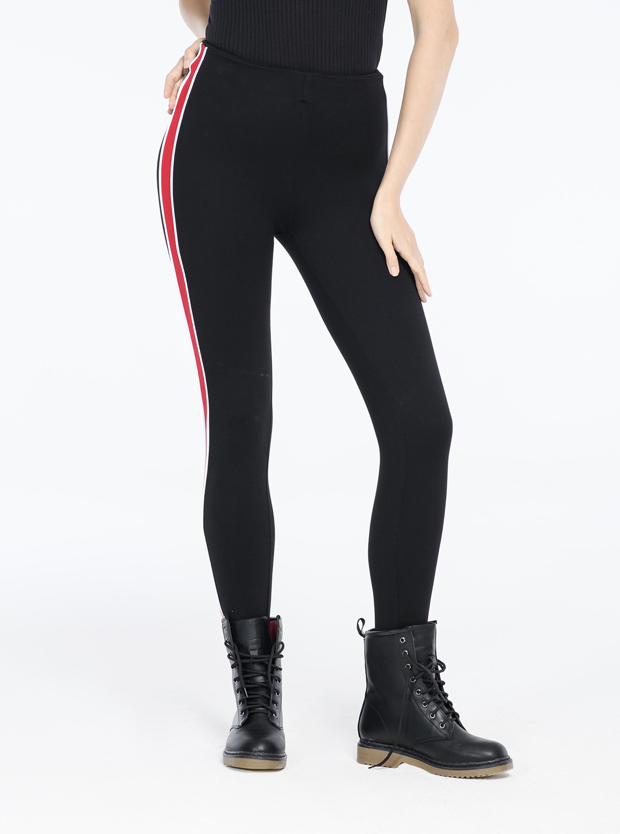 Legging with side bands, C101 BLACK