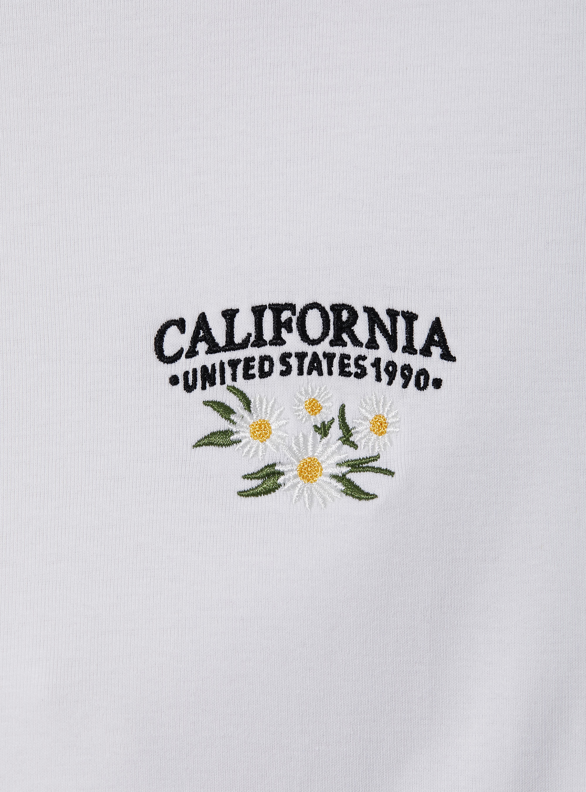 Cotton T-shirt with embroidery, WHITE