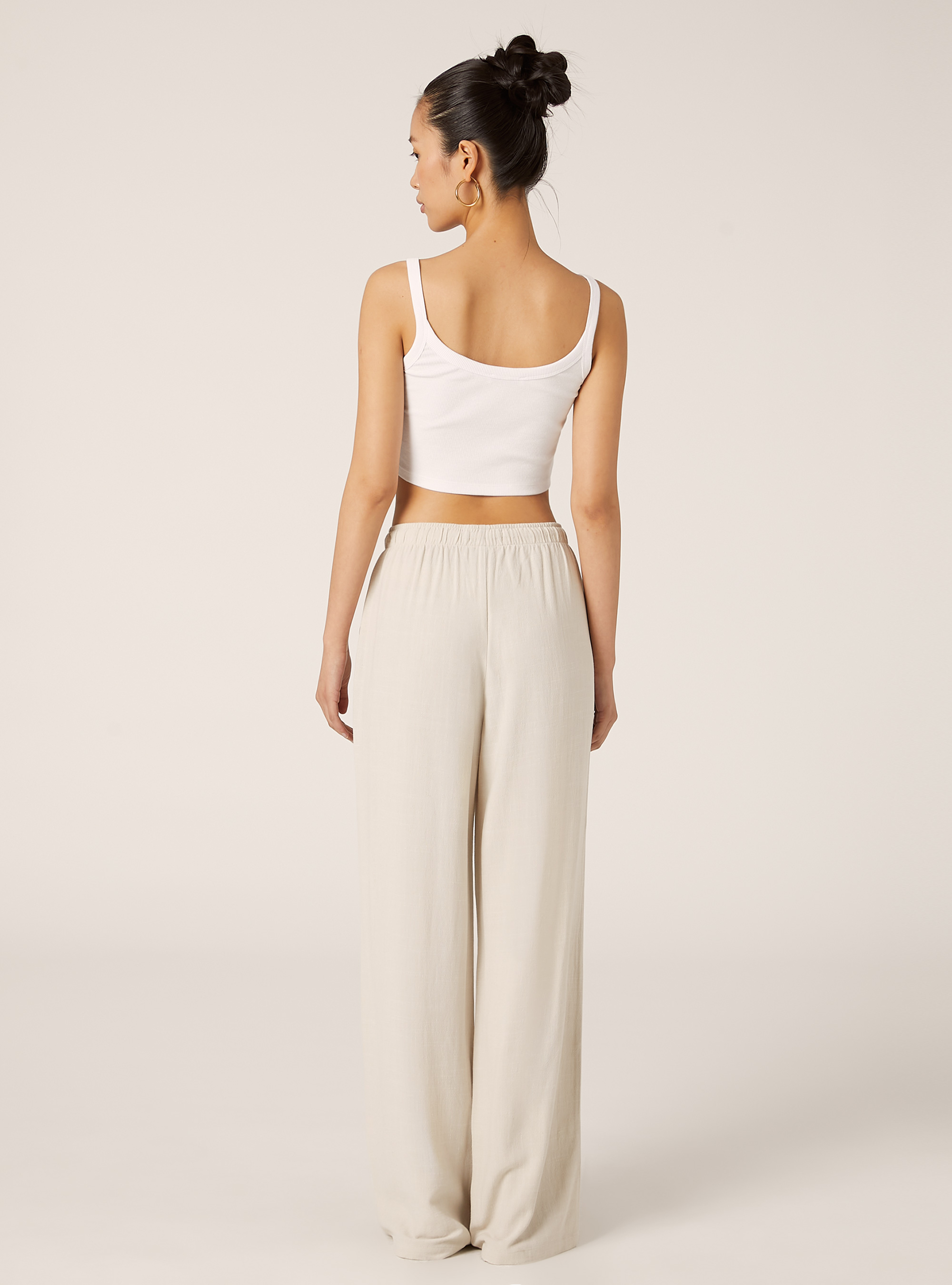 Pantalon palazzo en lin, BG2 BEIGE MEDIUM