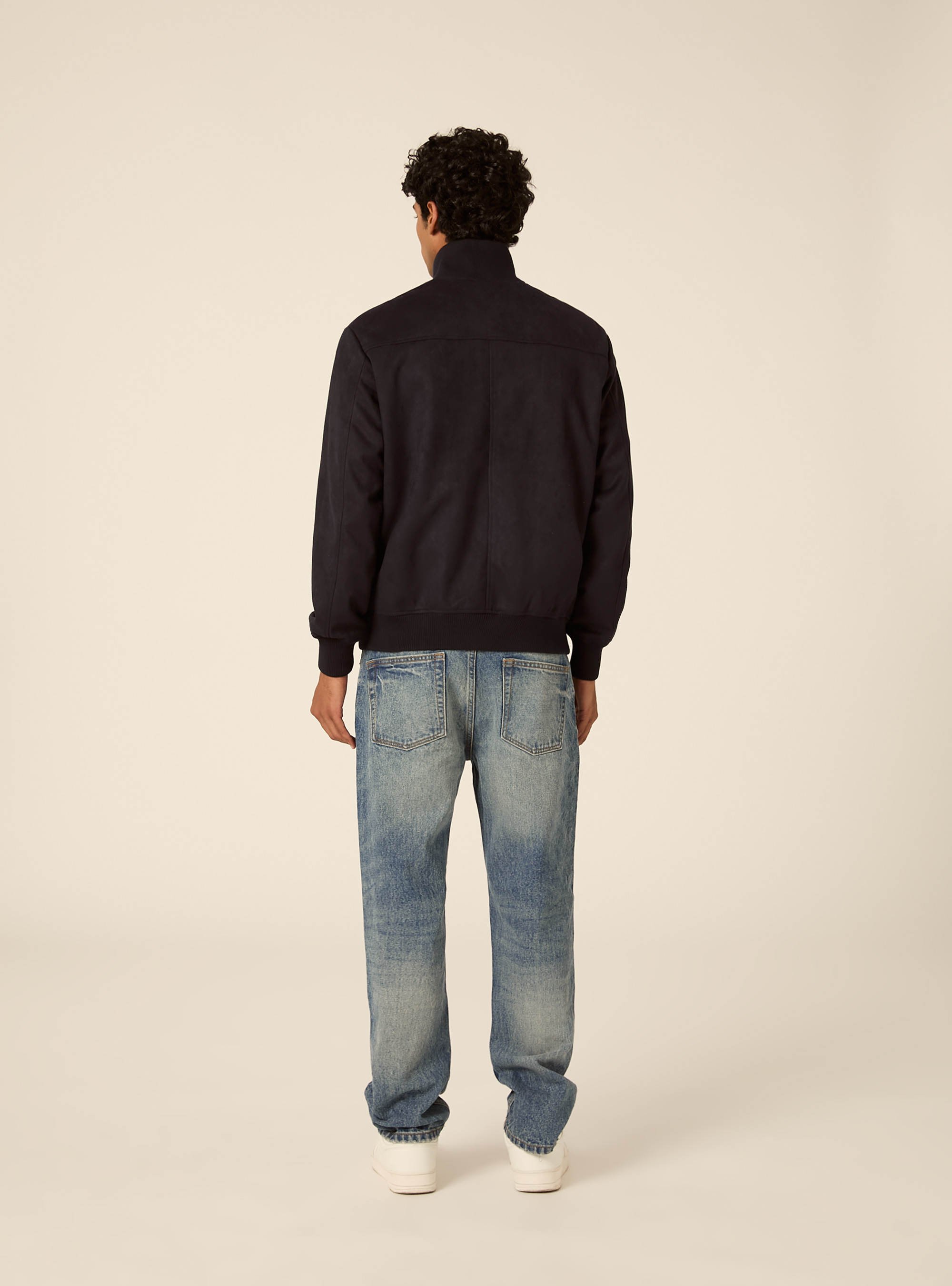 Giubbotto bomber effetto suede, NA1 NAVY DARK