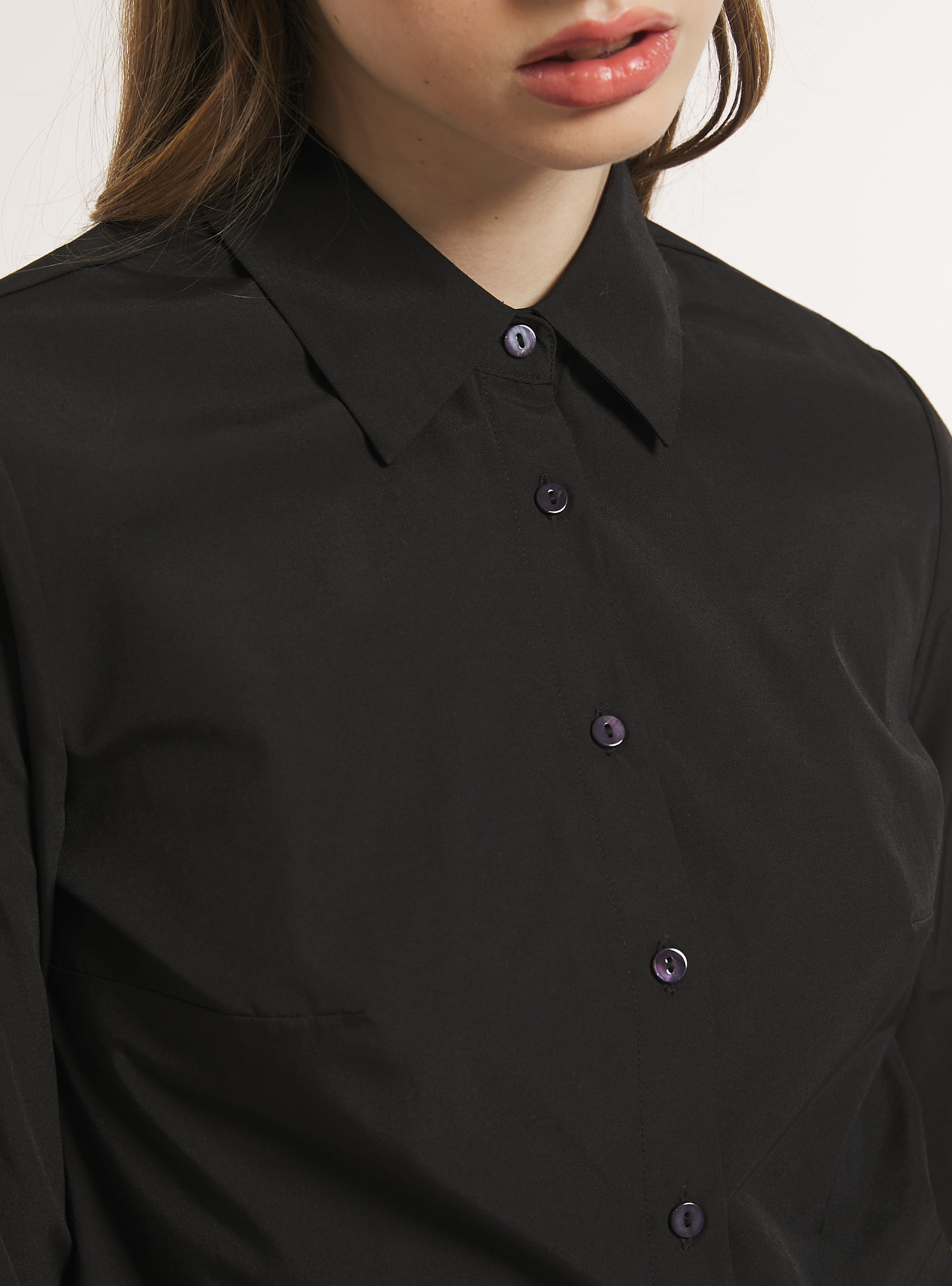 Chemise courte en popeline, BK1 BLACK