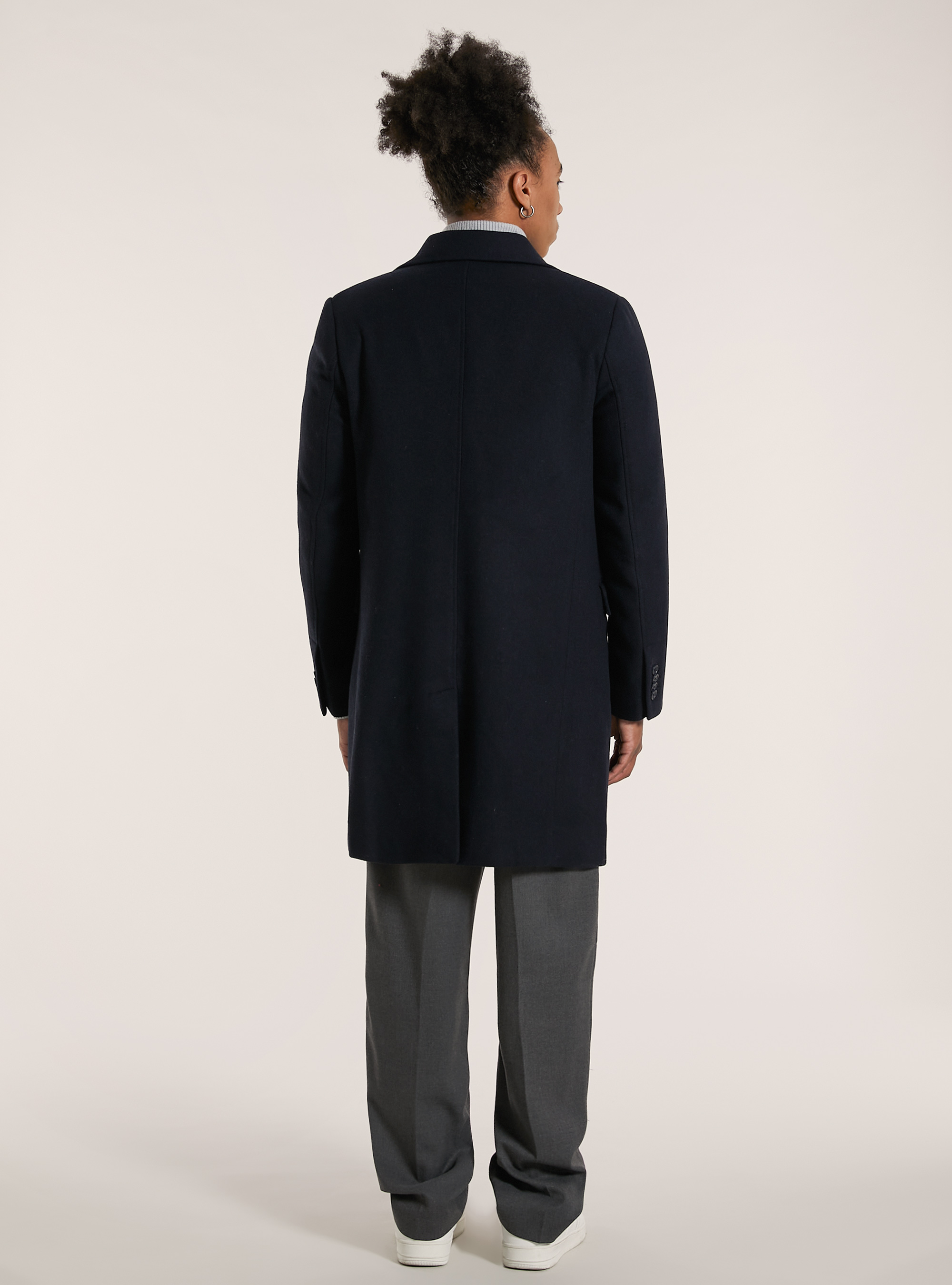 Single breasted wool blend coat, NA1 NAVY DARK