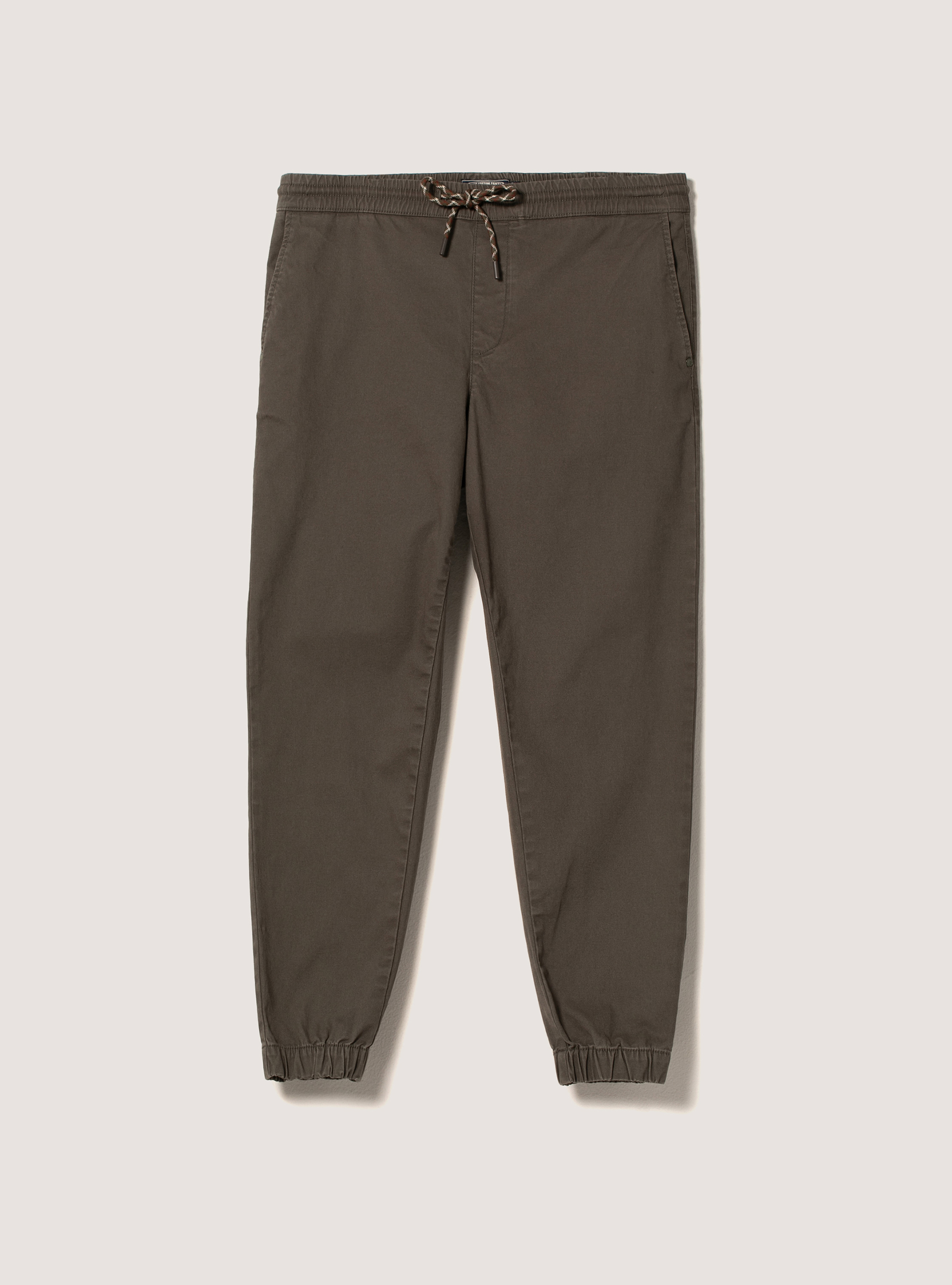 Cotton jogger trousers with elastic band and drawstring, KY1 KAKY DARK