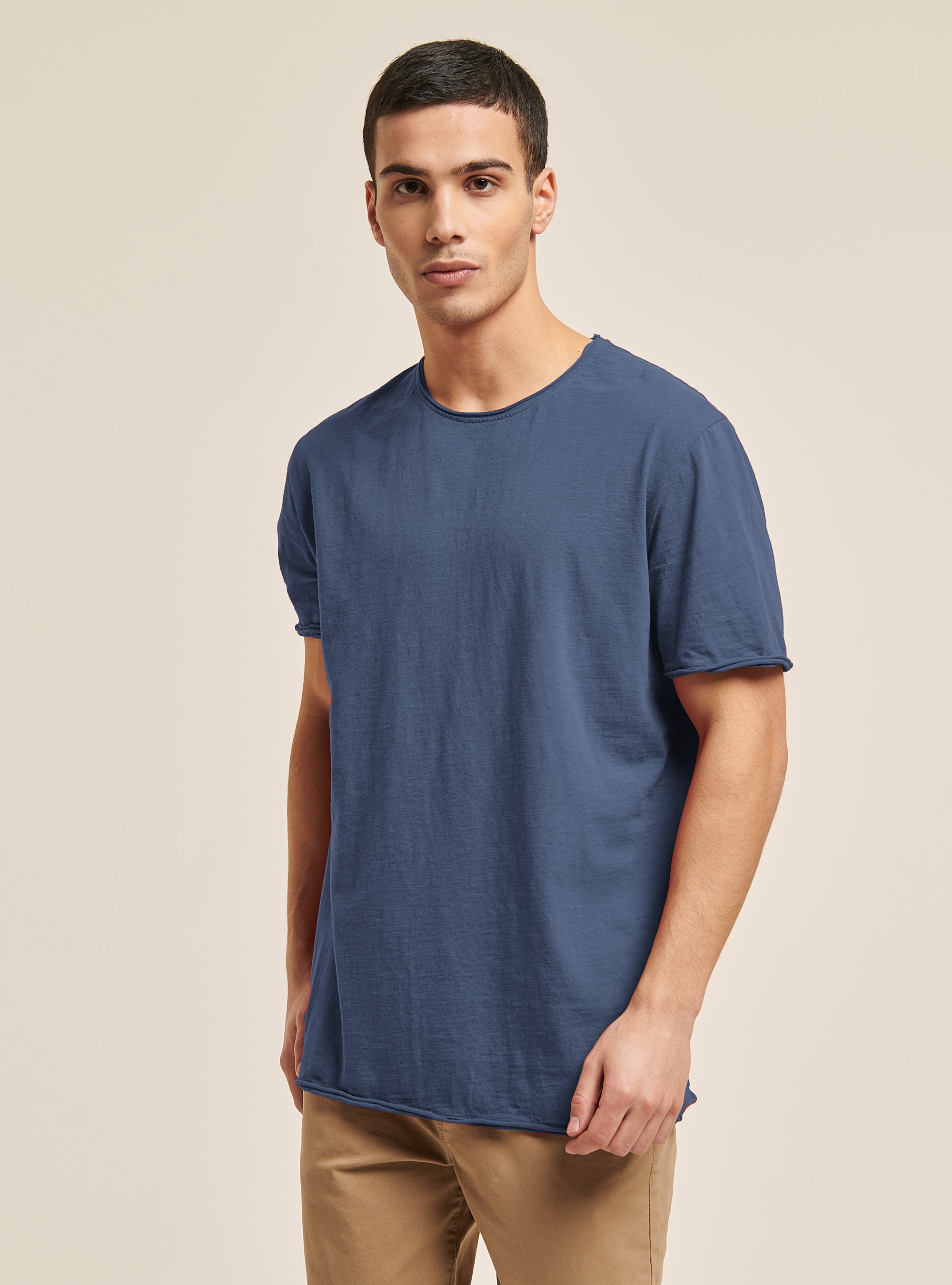 Raw cut cotton t-shirt, BL2 BLUE MEDIUM