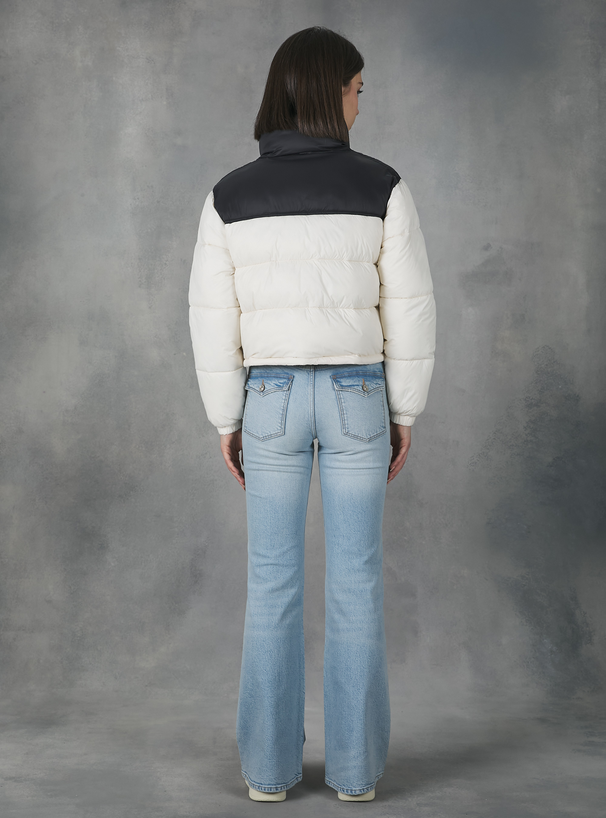 Cropped jacket with recycled padding, WH1 OFF WHITE