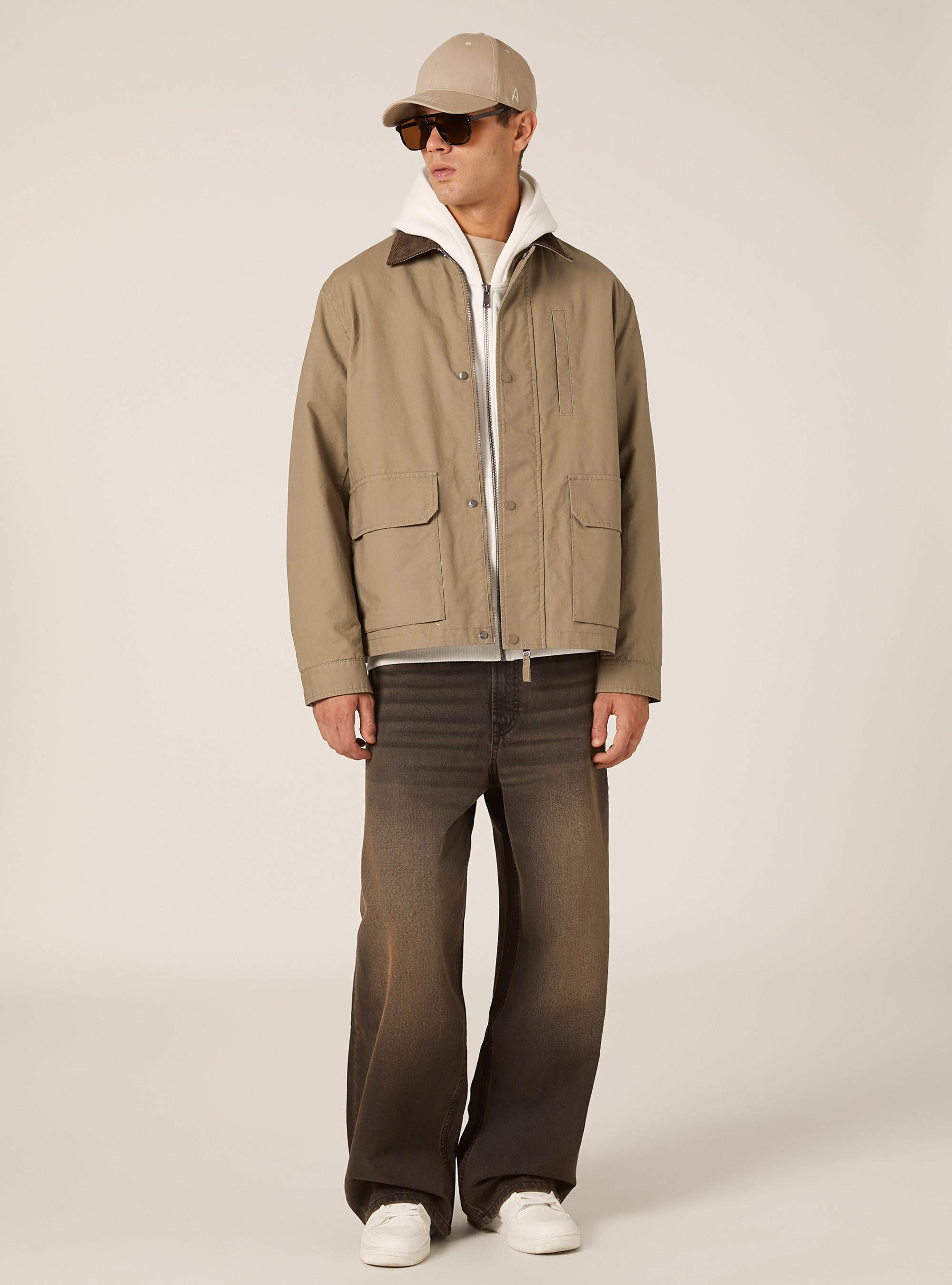 Boxy fit canvas jacket, BG2 BEIGE MEDIUM