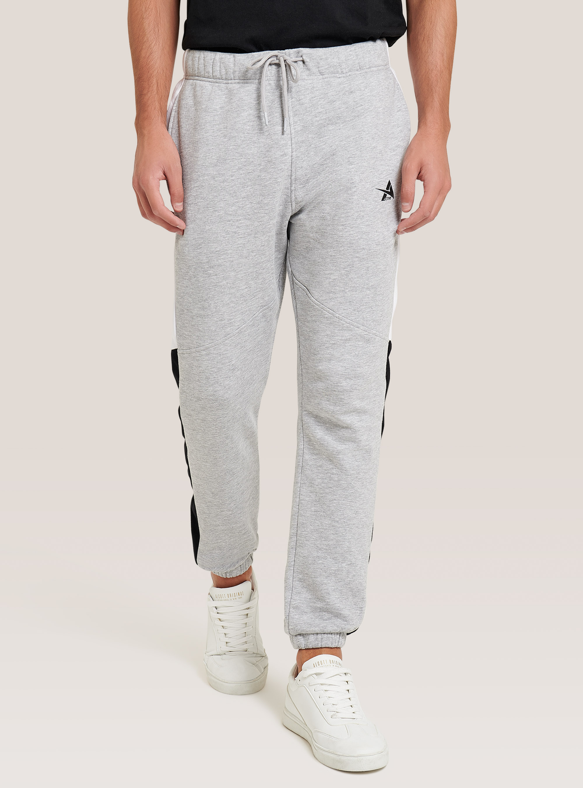 Plush trousers with print, LIGHT GREY MELANGE