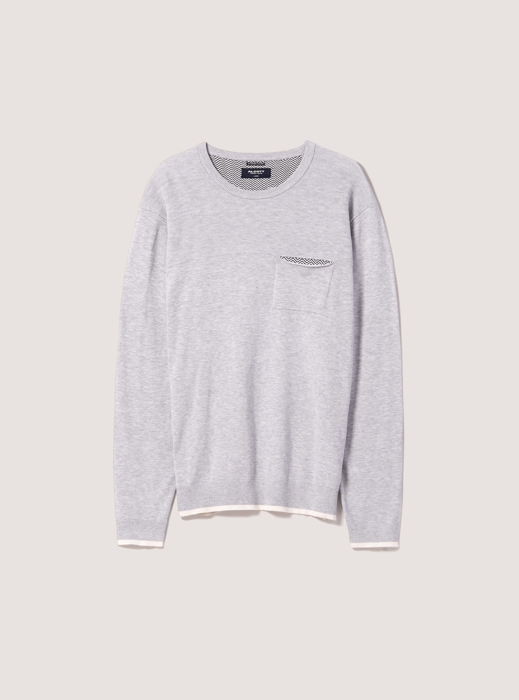 Pullover fine con taschino in morbida viscosa, GY3 GREY LIGHT