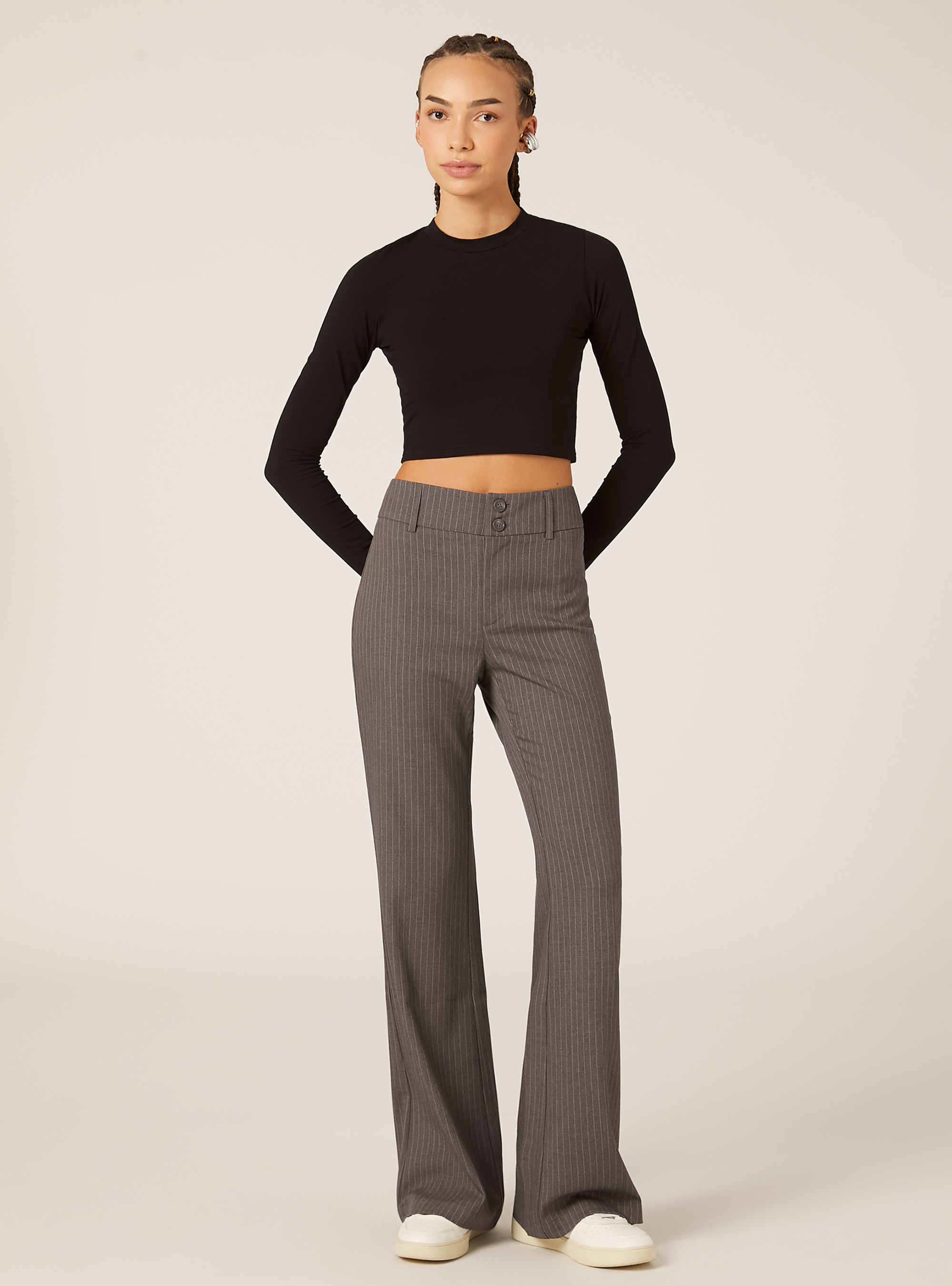 Pantaloni flare fit fantasia, MGY1 GREY MEL DARK