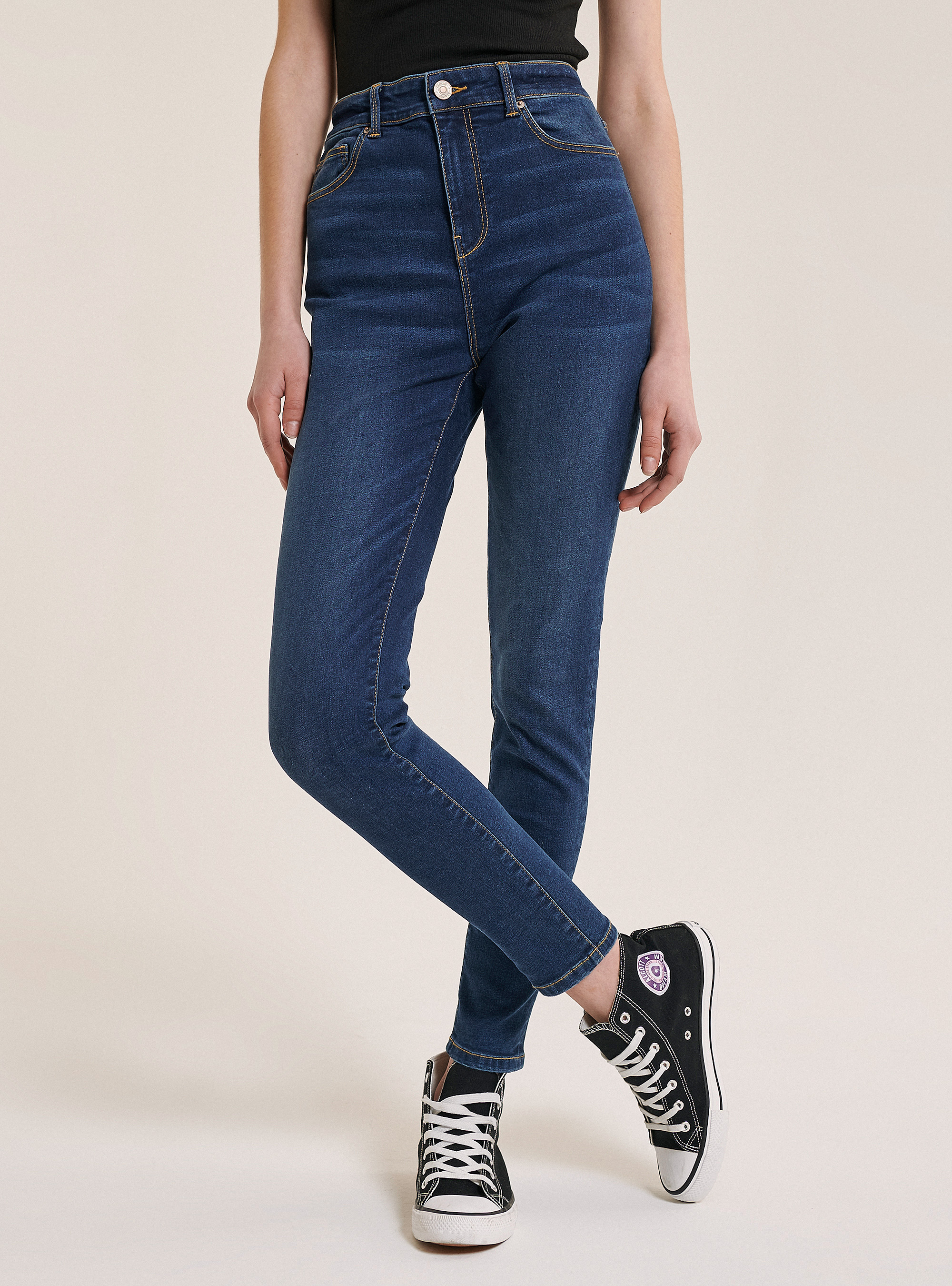 Jeans super hight waist, C241 BLUE