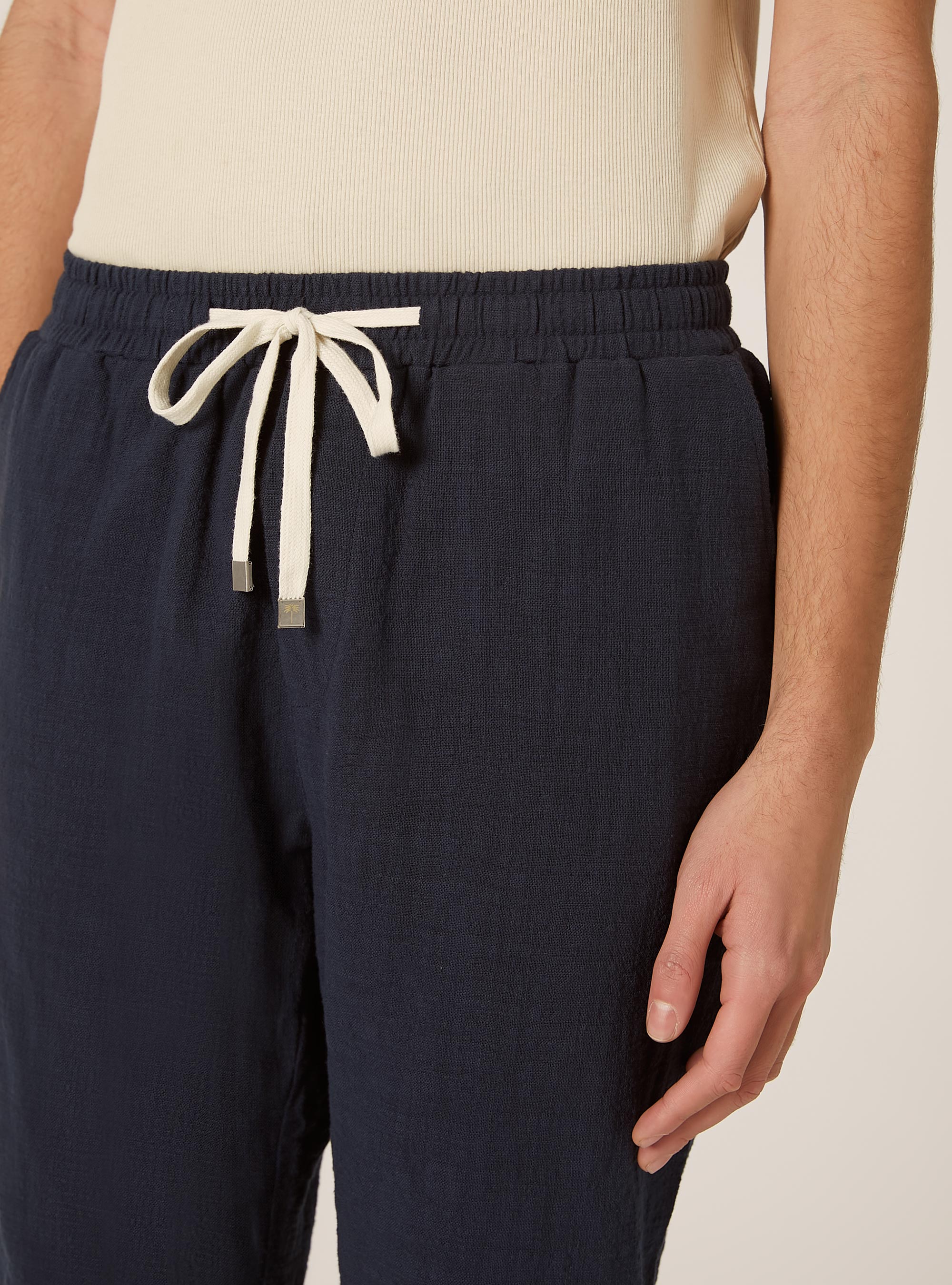 Pantalon en coton avec cordon de serrage &agrave; la taille, NA2 NAVY MEDIUM