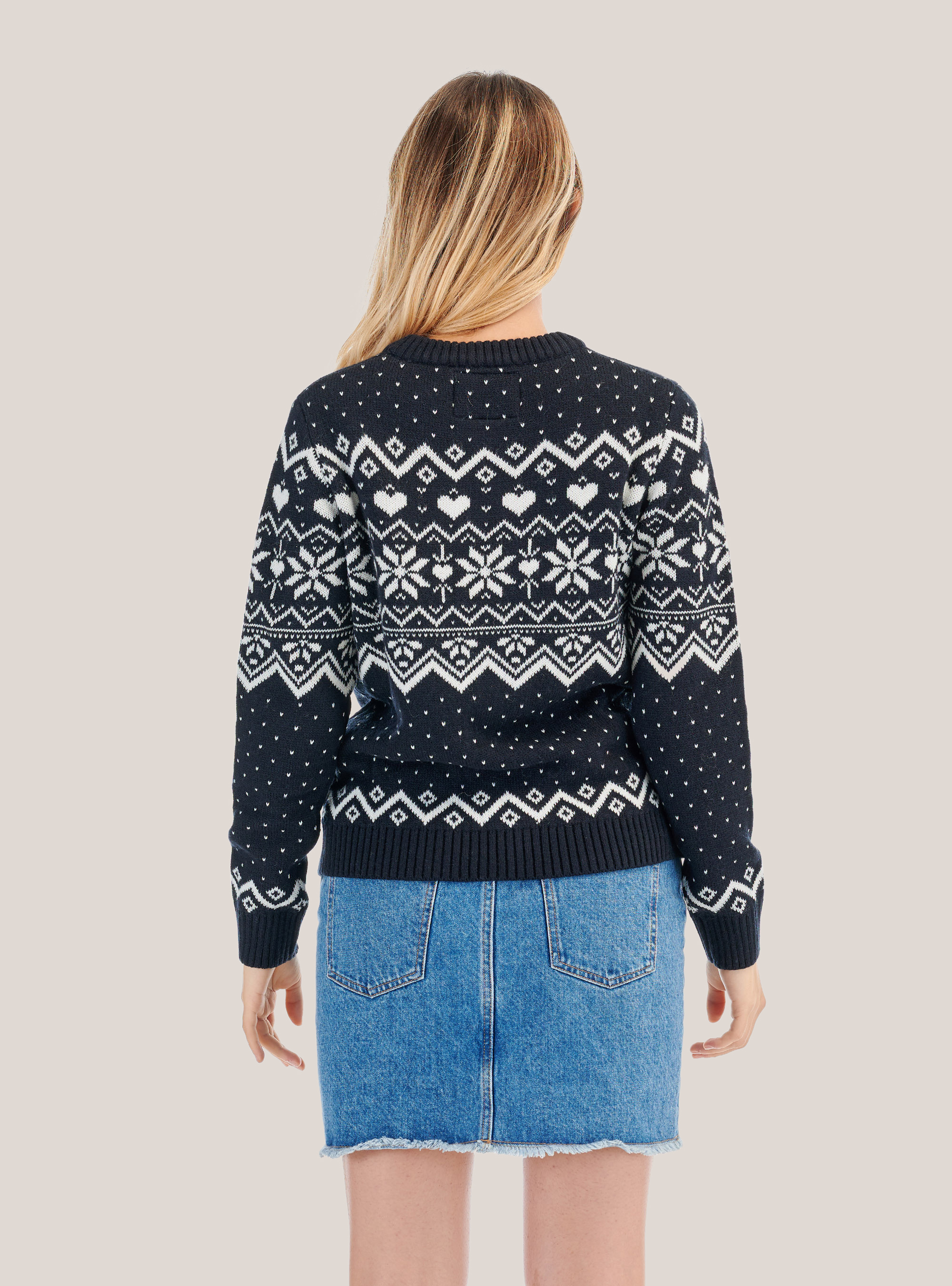 Pullover natalizio in misto lana, BLU MARINO