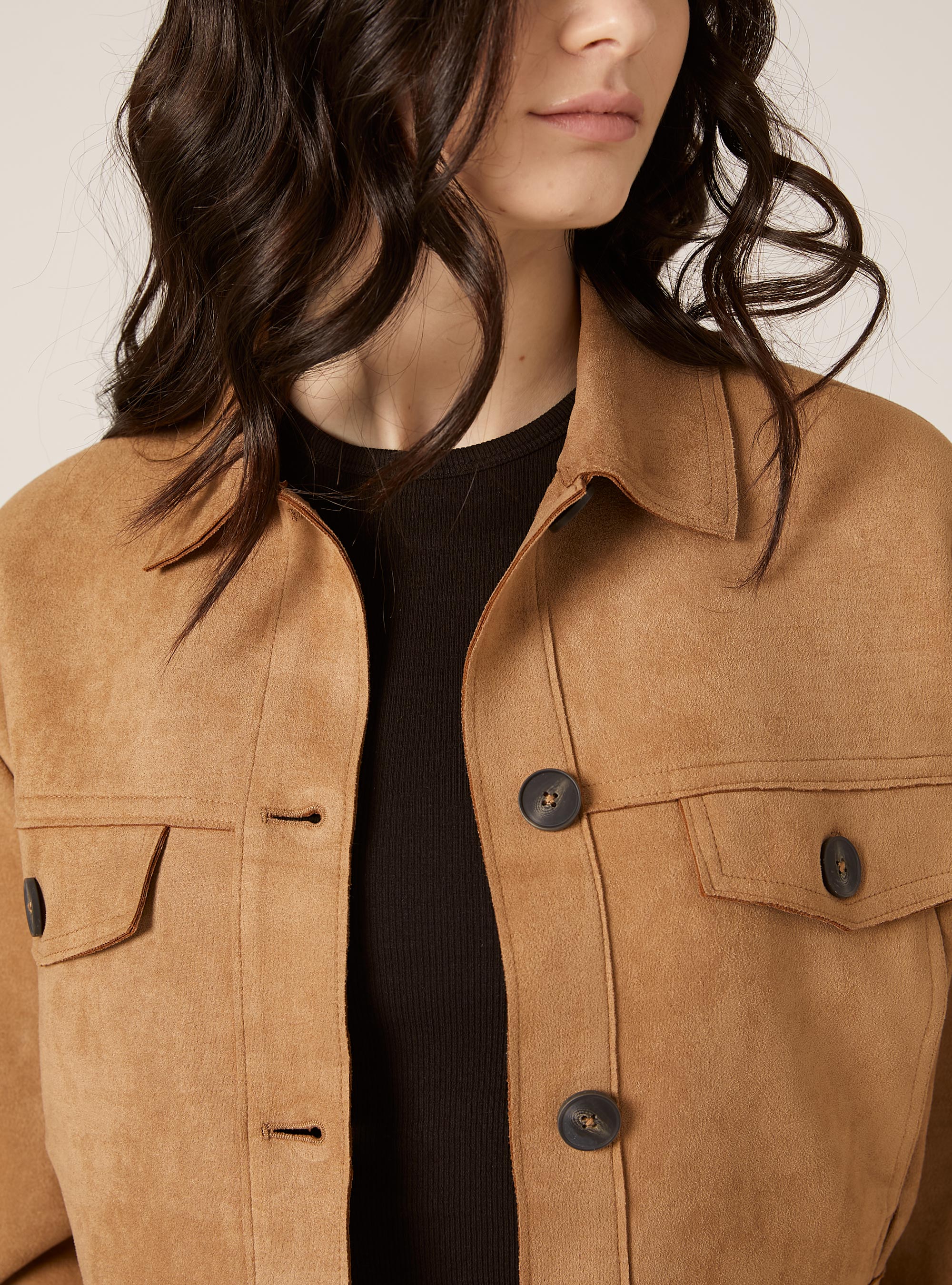 Suede effect shirt jacket, TB2 TOBACCO MEDIUM