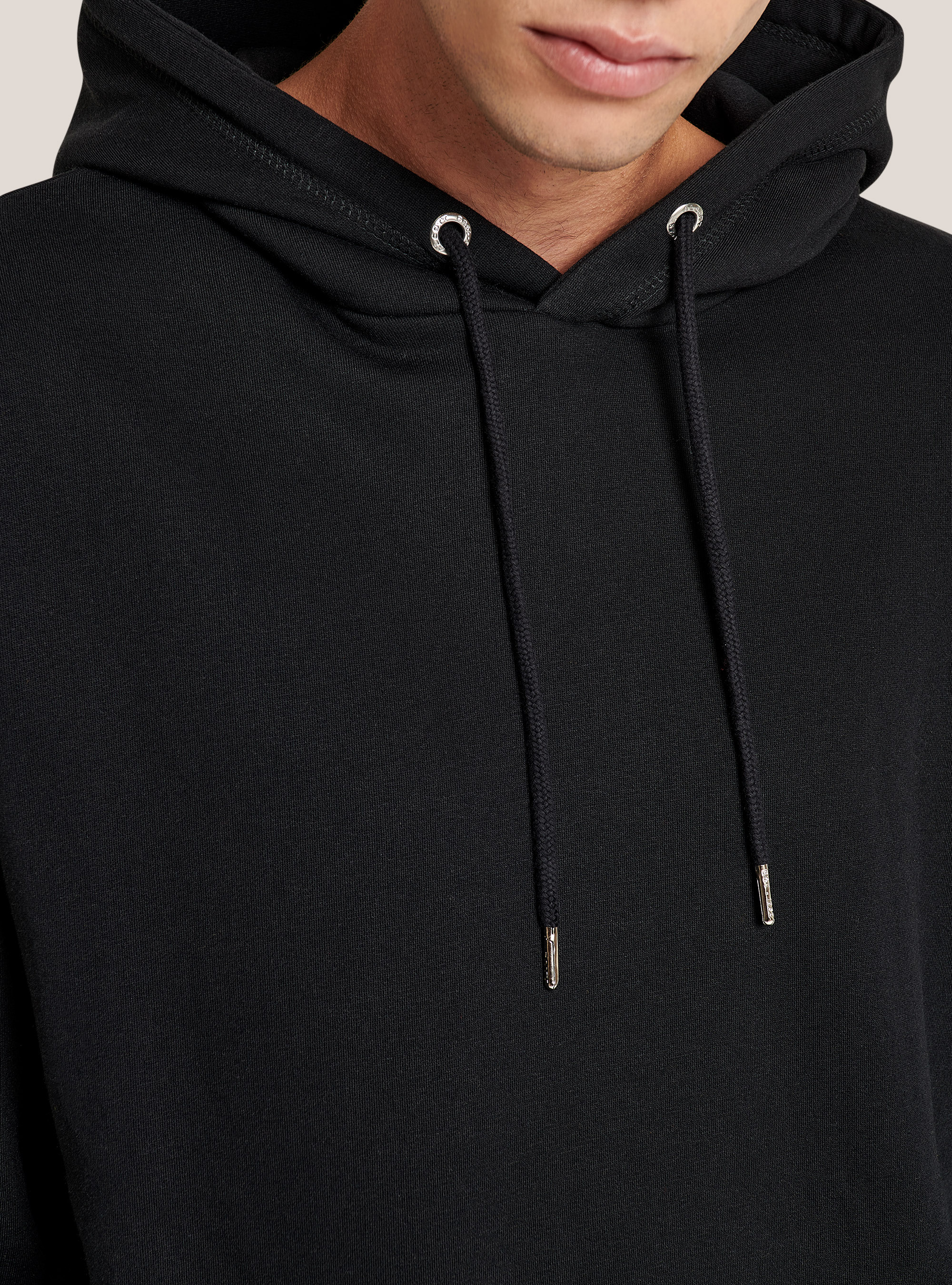 Basic-Kapuzensweatshirt mit K&auml;ngurutasche, C101 BLACK