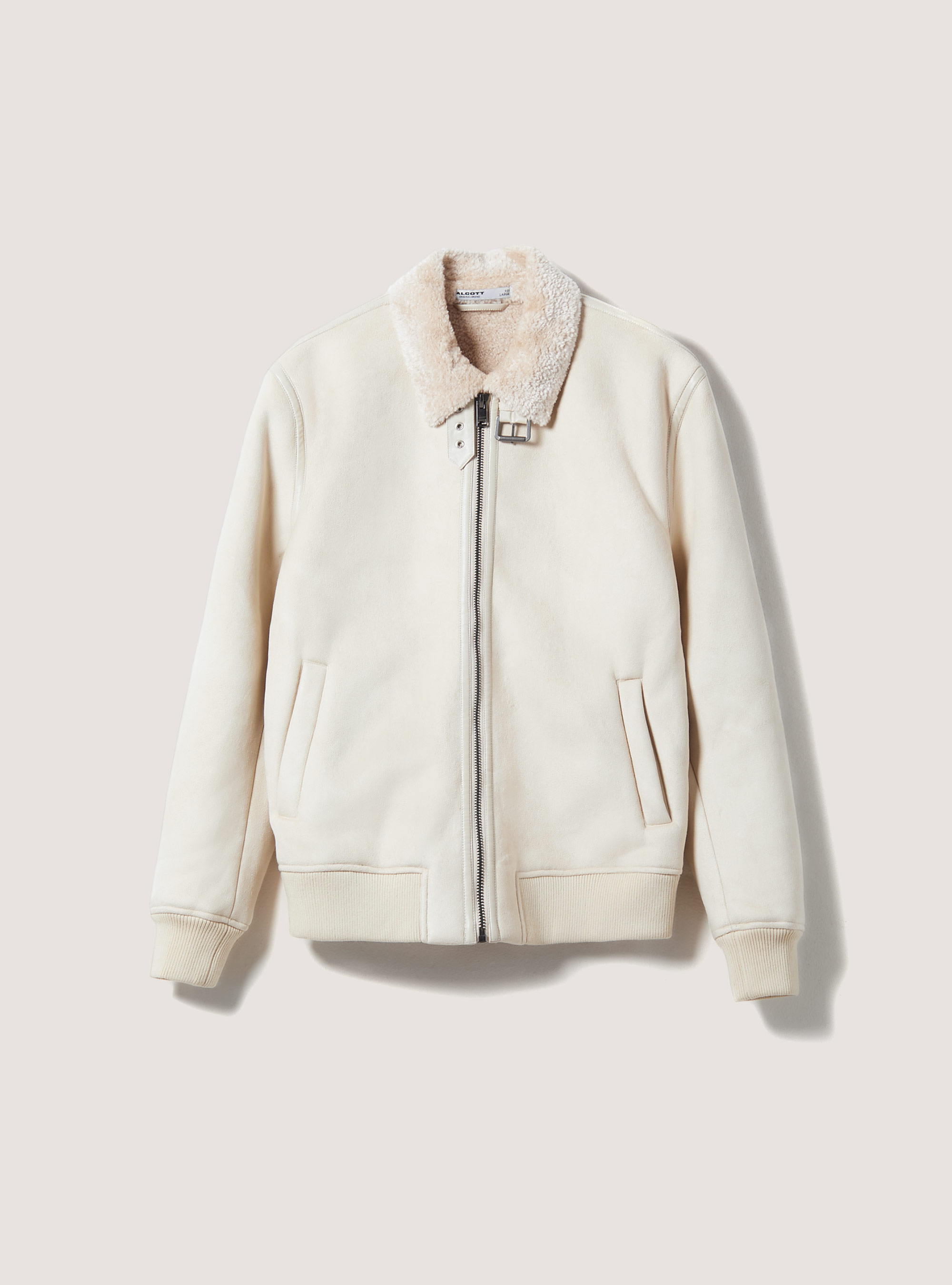 Giubbotto effetto suede con collo agnellato, WH2 WHITE