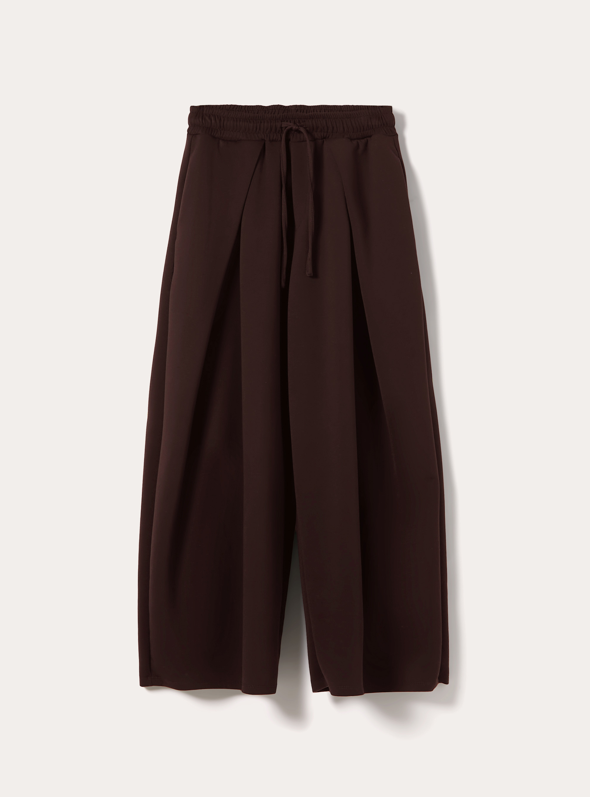 Scuba barrel fit trousers with pleats, BR1 BROWN DARK