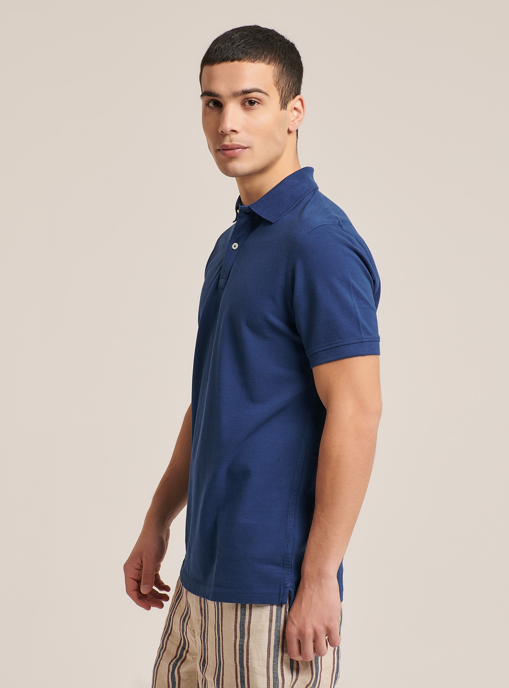 Basic cotton polo shirt, BLUE