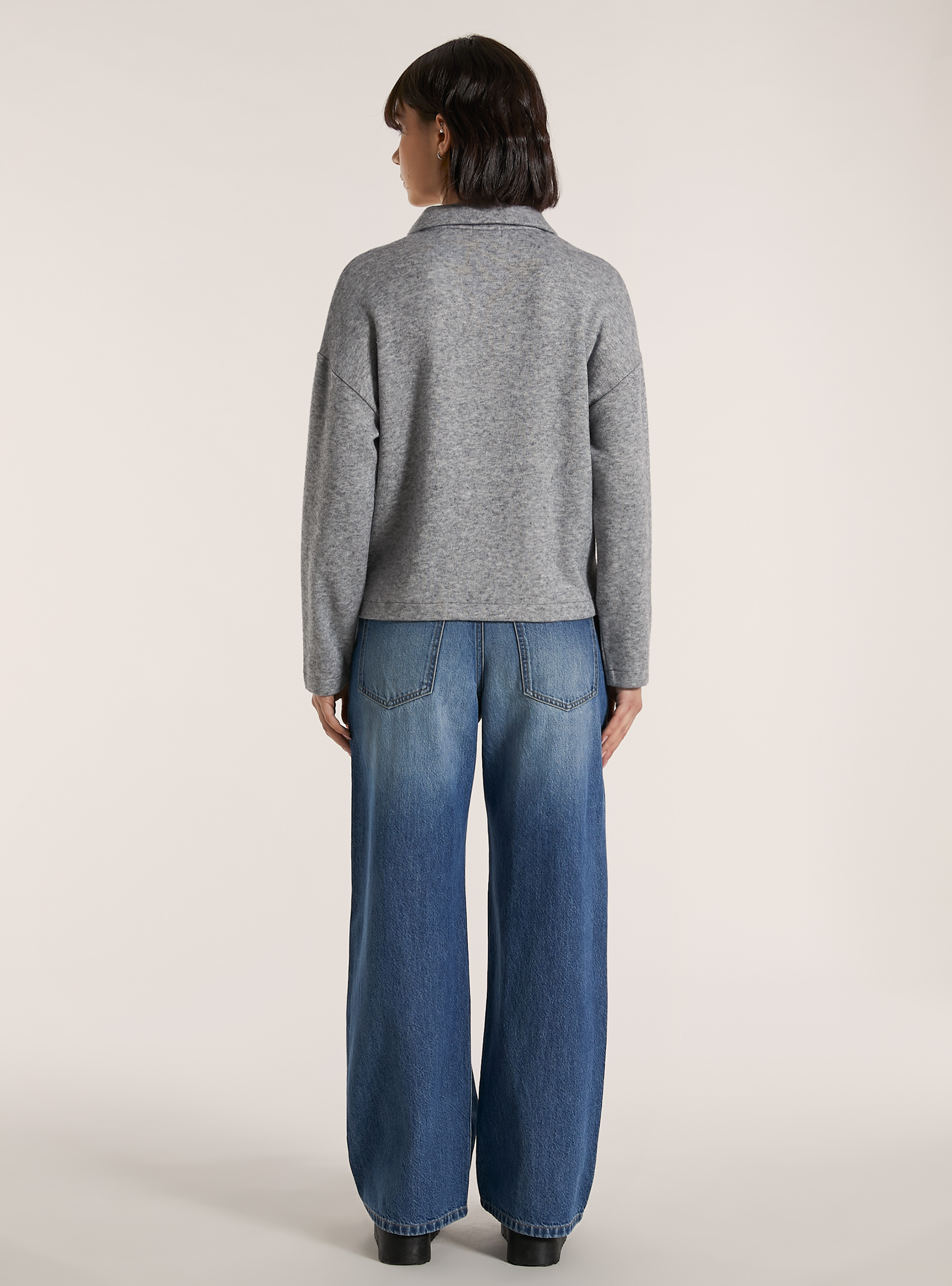 Soft touch jumper with polo neck, MGY3 GREY MEL LIGHT