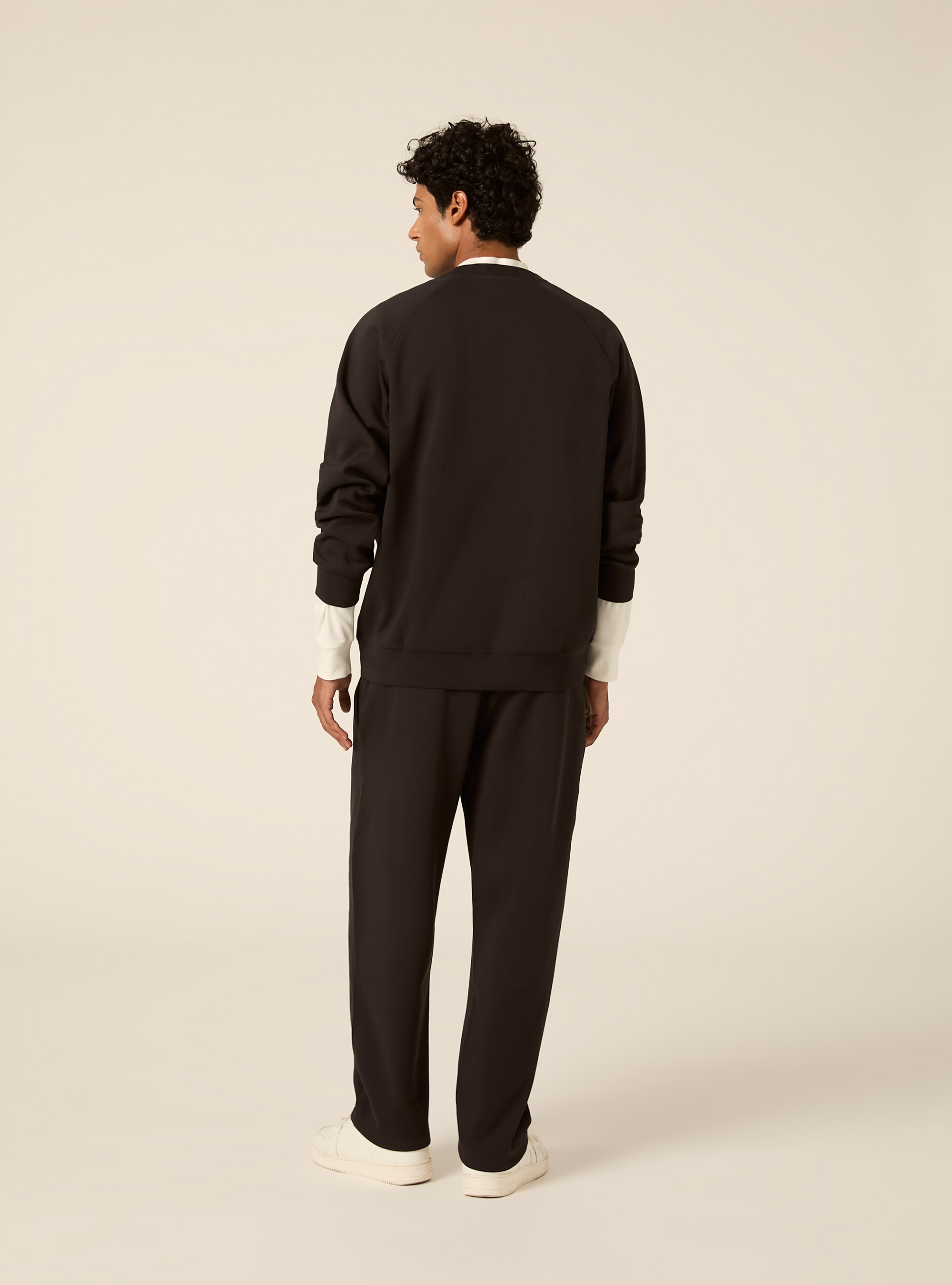 Sweat col rond avec manches raglan en tissu interlock, BK3 BLACK CHARCOAL