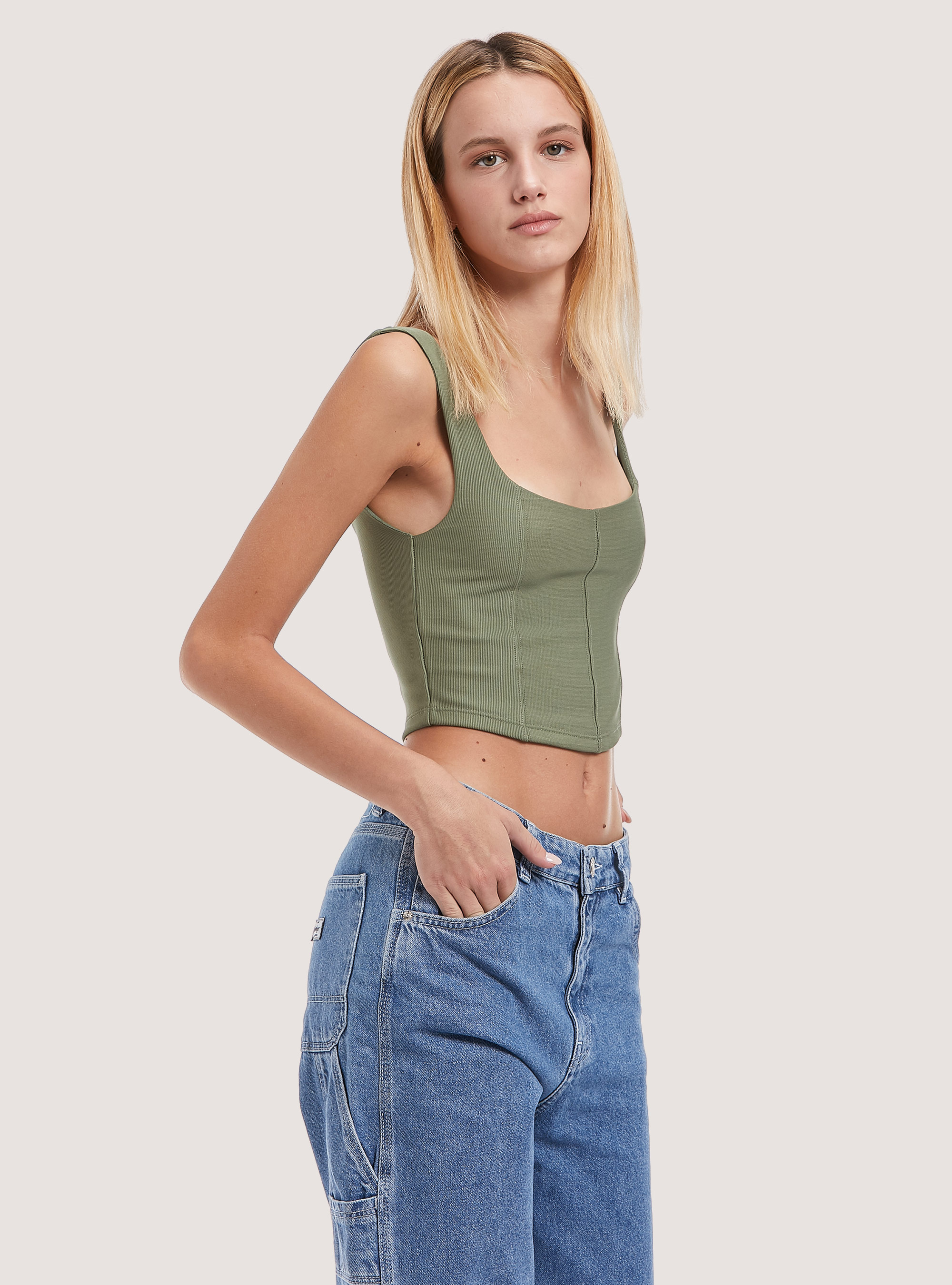 Top cropped bustier, KY1 KAKY DARK