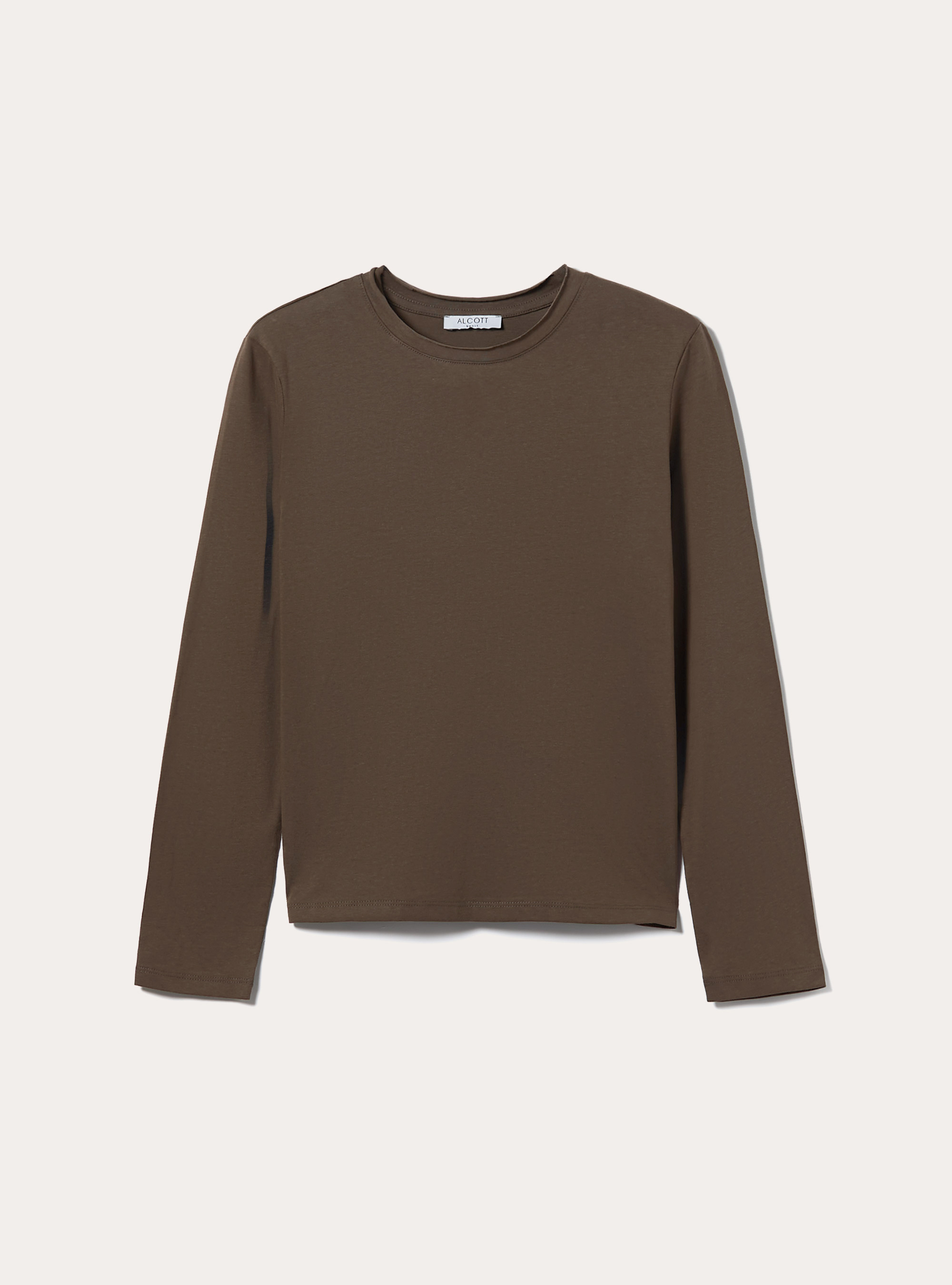 Langärmeliges Basic-T-Shirt, BR2 BROWN MEDIUM