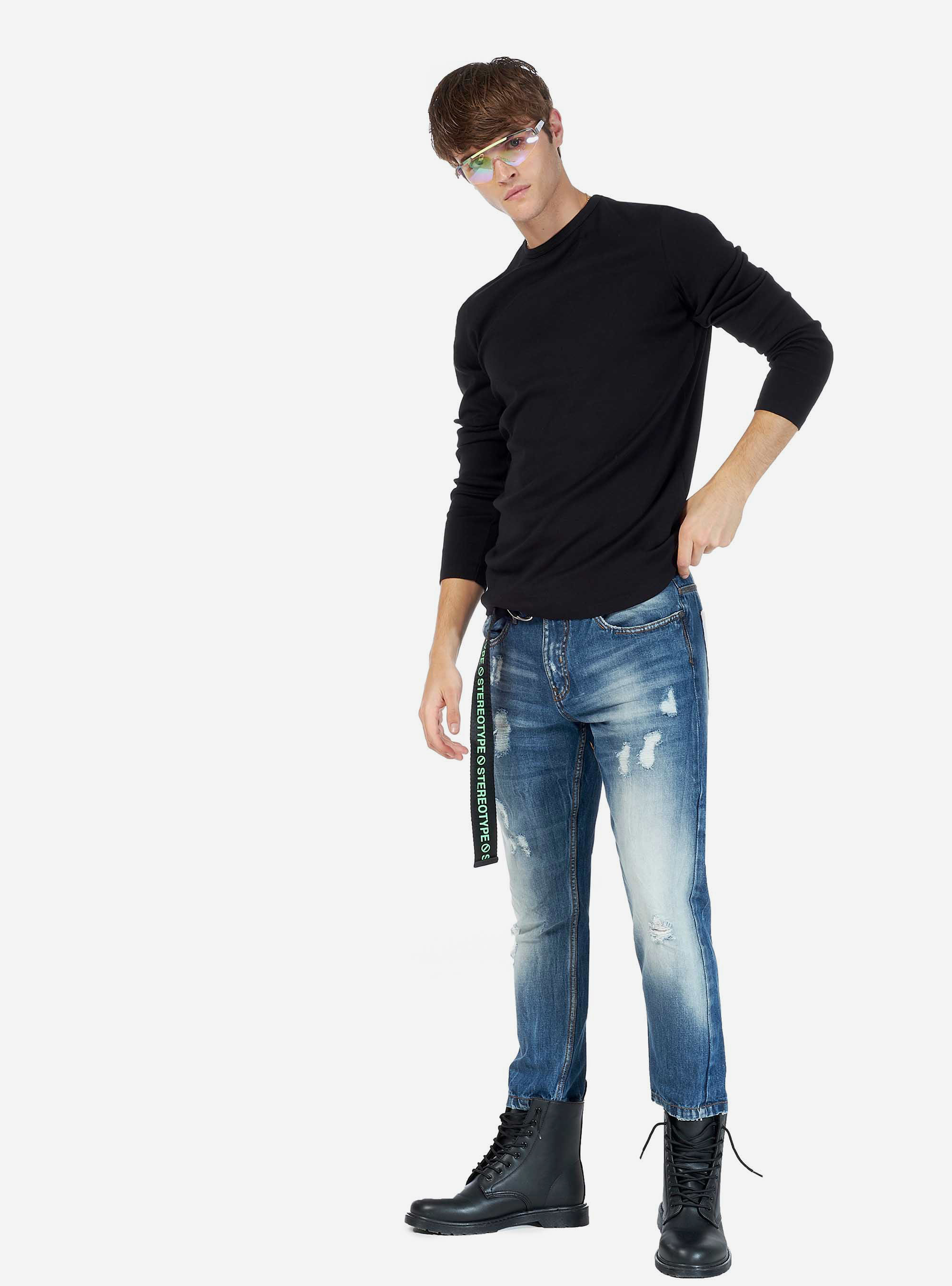 Maglietta basic 100% cotone comfort fit, NERO