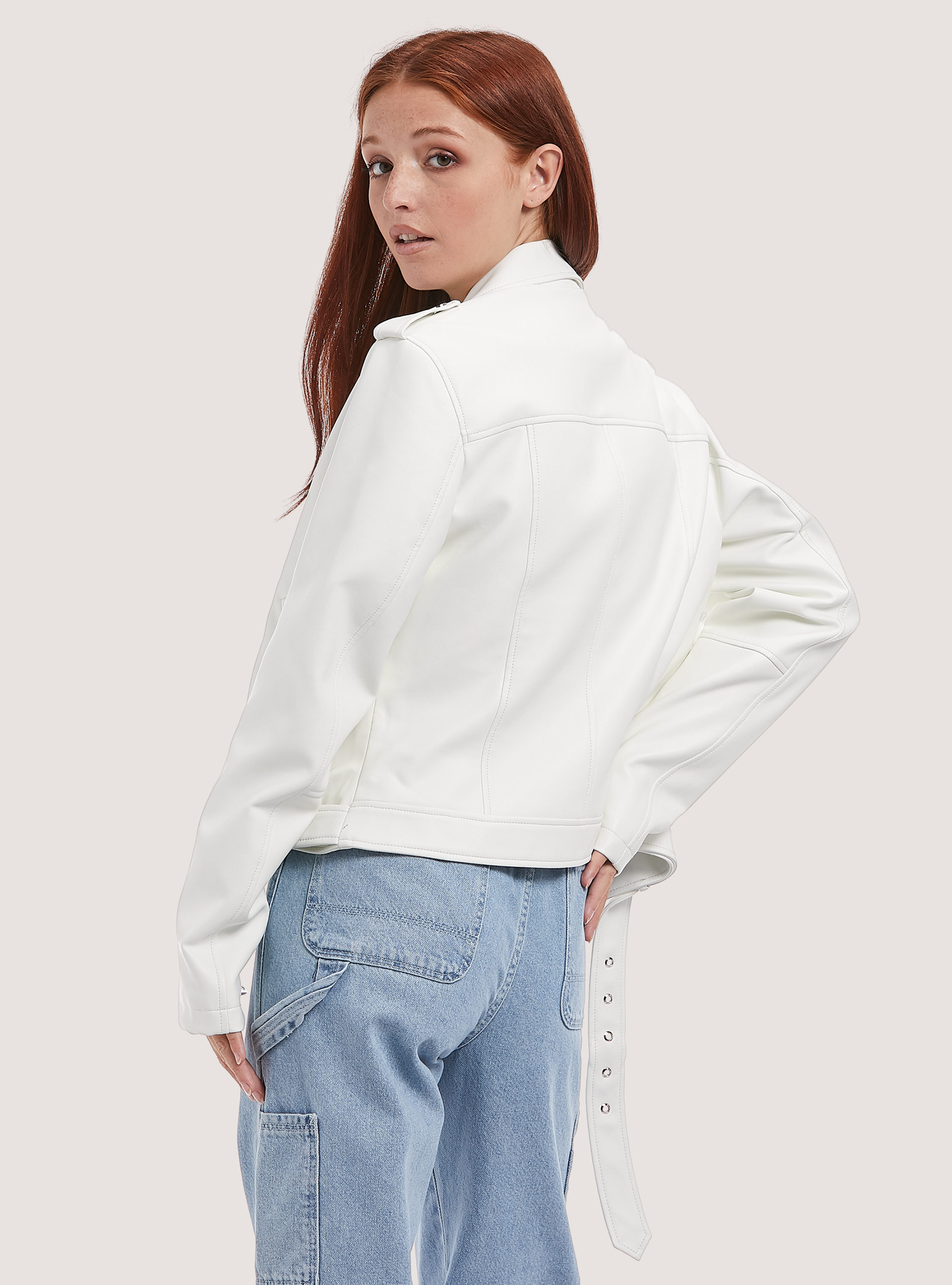 Eco leather jacket, C0020 OFF WHITE