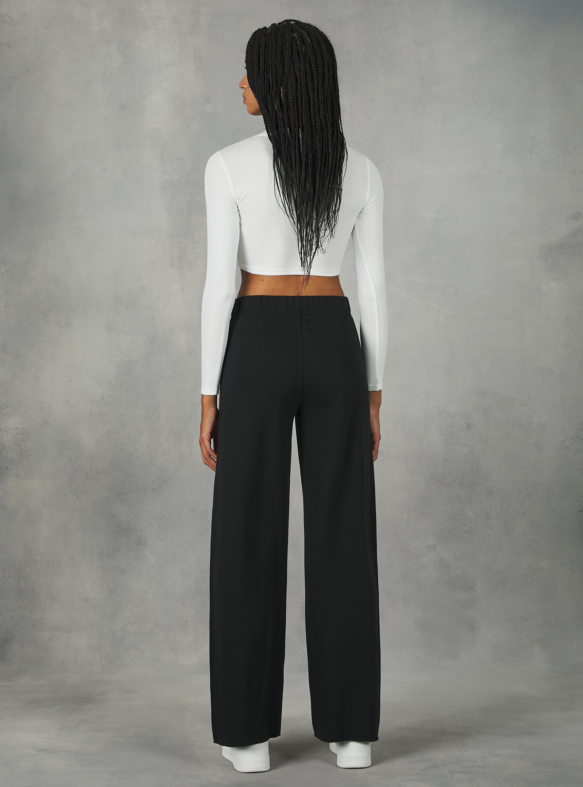 College wide leg jogger, BK1 BLACK