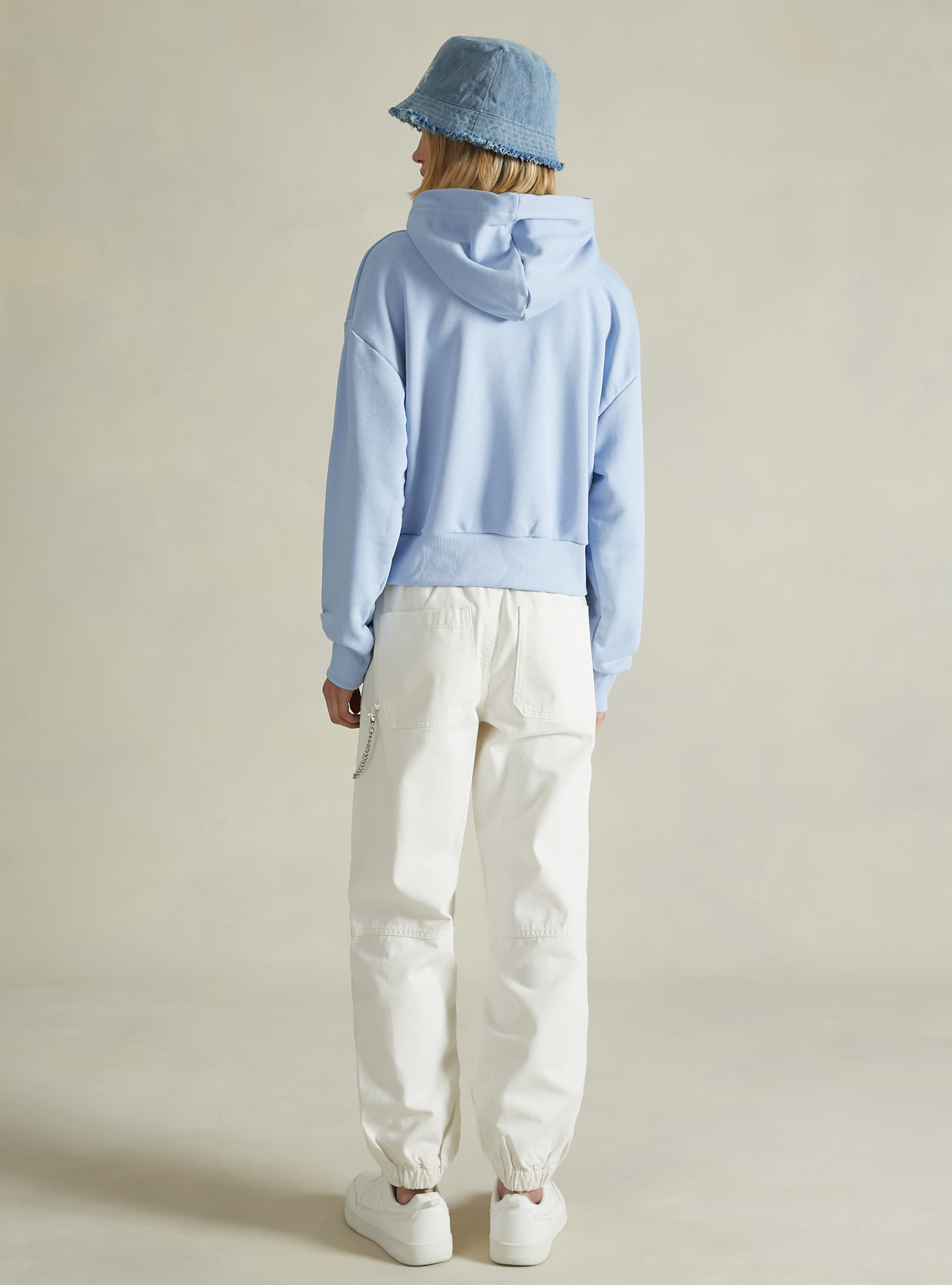 Felpa boxy fit con cappuccio, AZ3 AZURE LIGHT