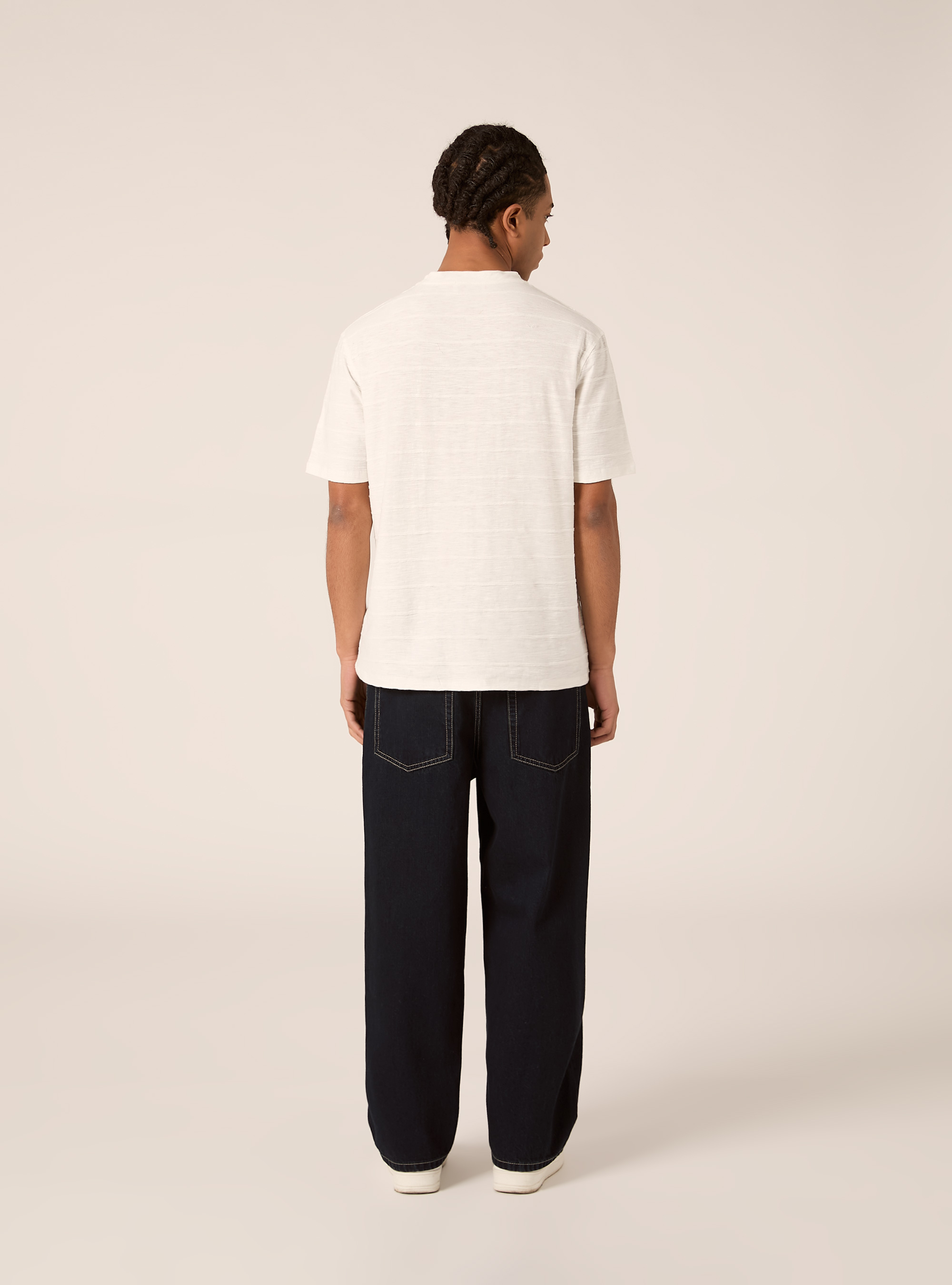 Short-sleeved textured T-shirt, WH2 WHITE