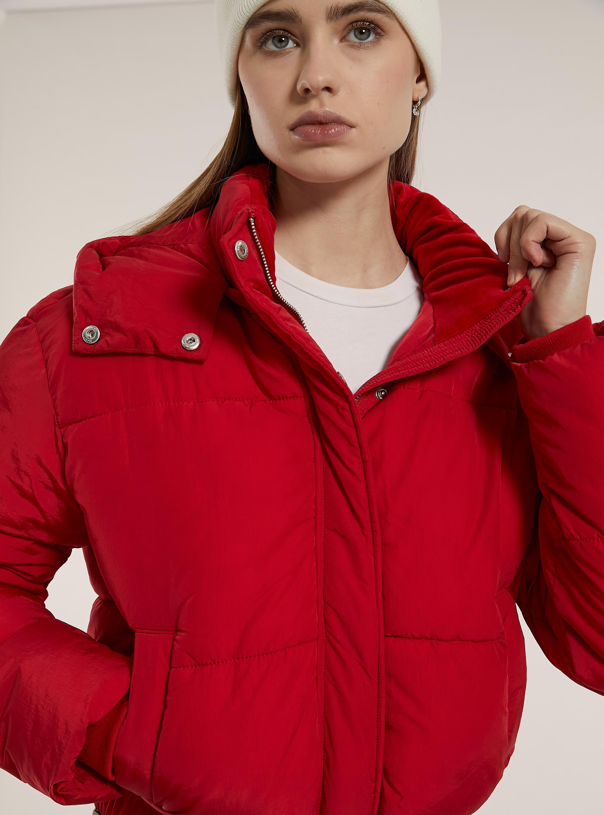 Giubbotto puffy con cappuccio removibile, RD2 RED MEDIUM