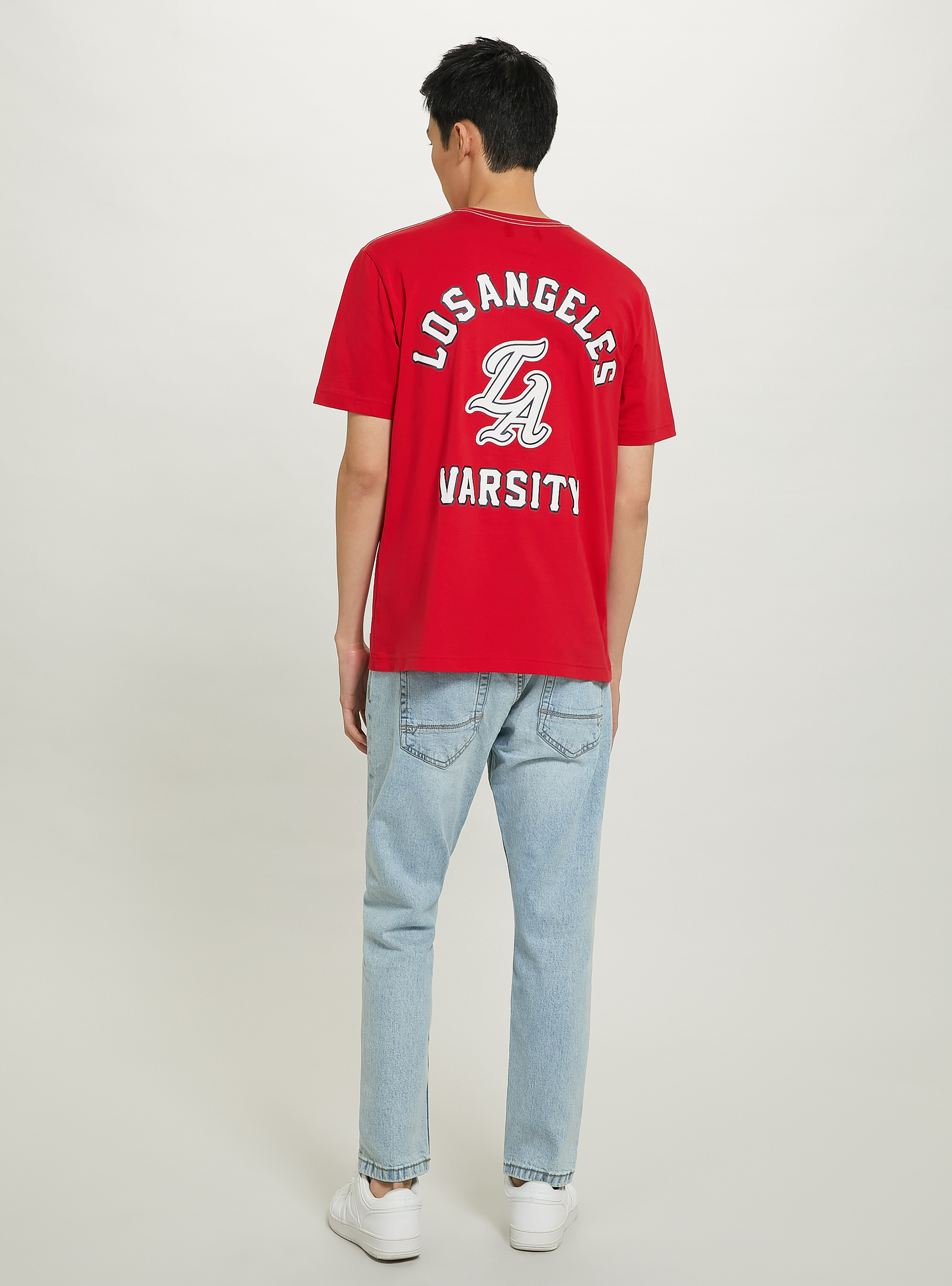 Maglietta in cotone con patch Varsity, C3376 RED