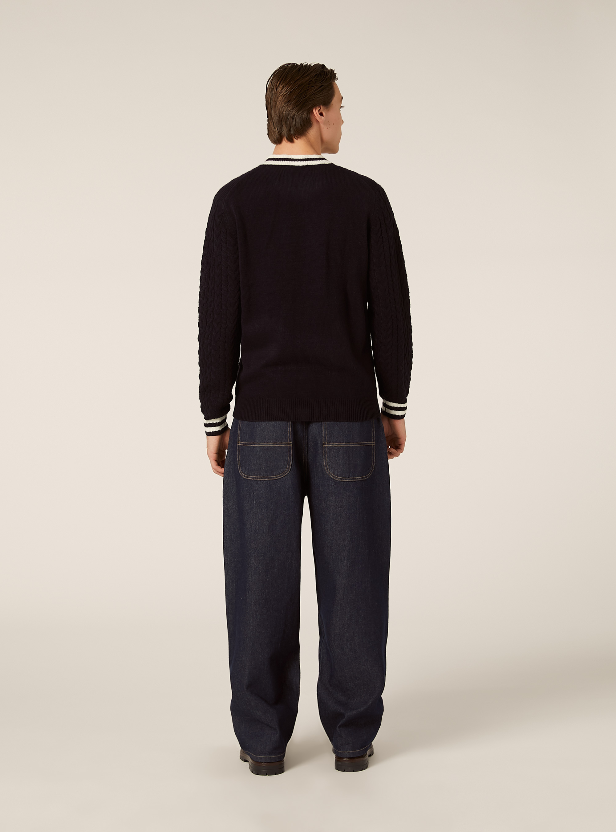 Maglione con con in rib a contrasto, NA2 NAVY MEDIUM