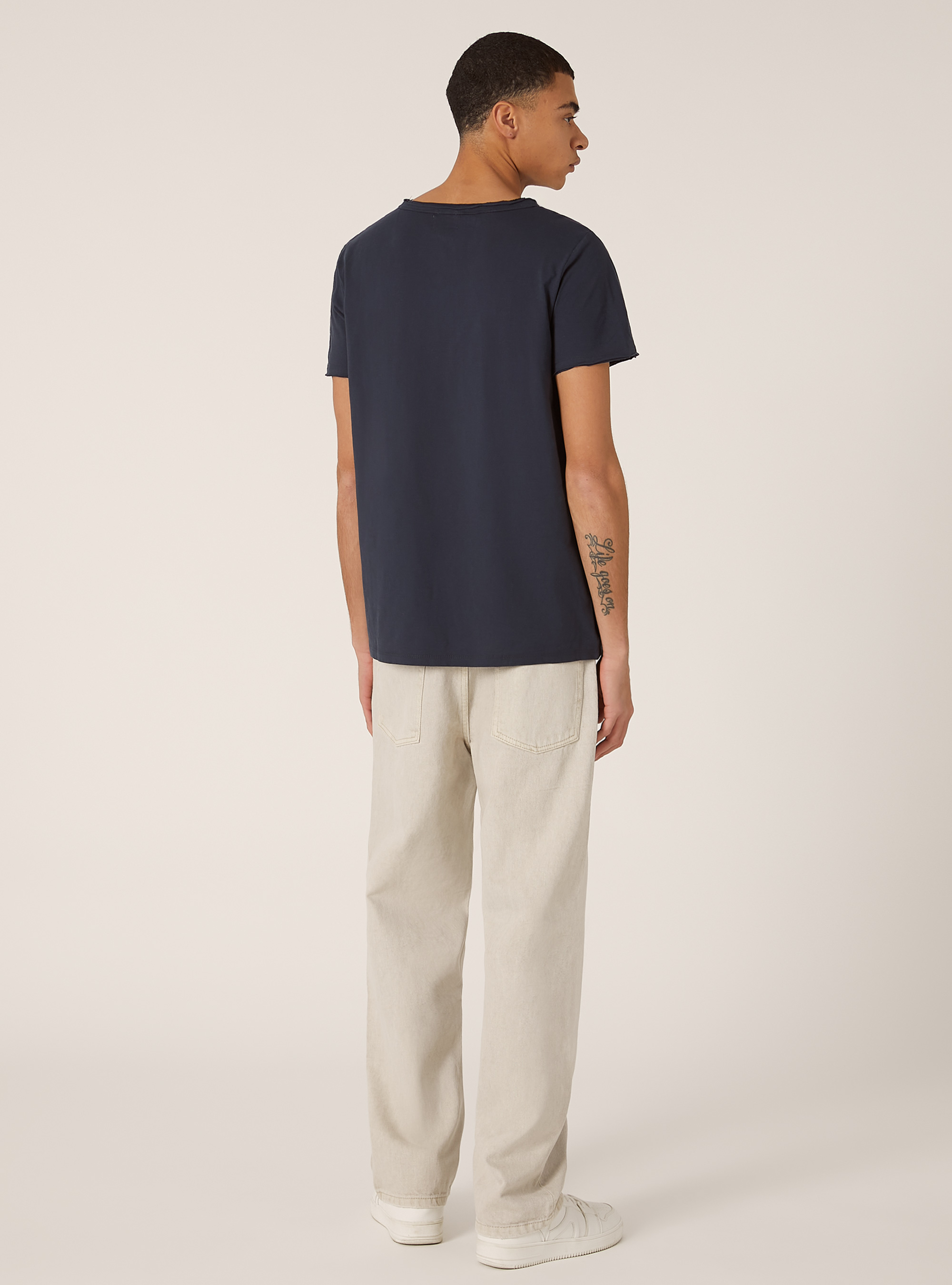Linen blend short-sleeved T-shirt, NA2 NAVY MEDIUM