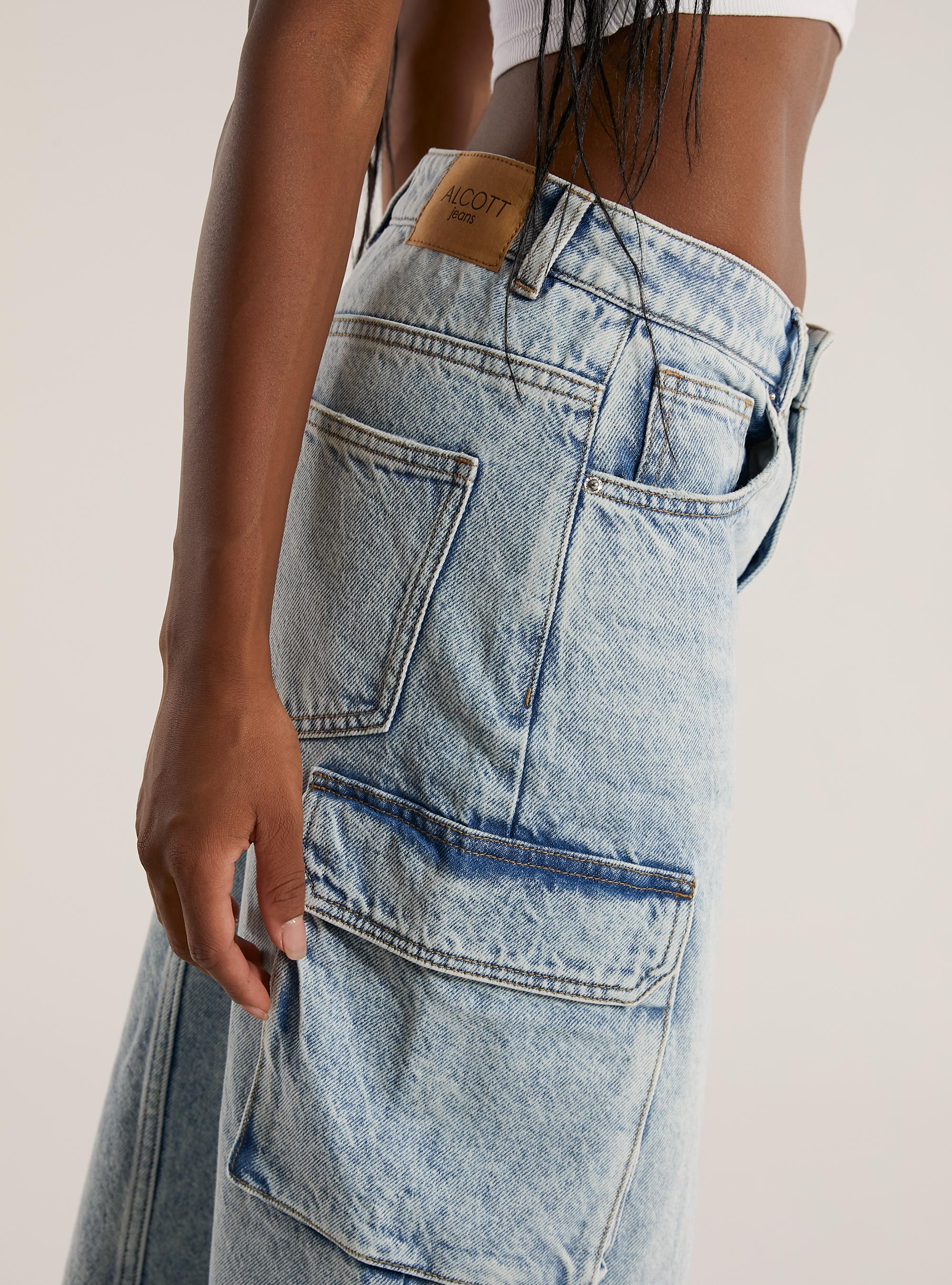 Cargo longuette skirt, D006 AZURE