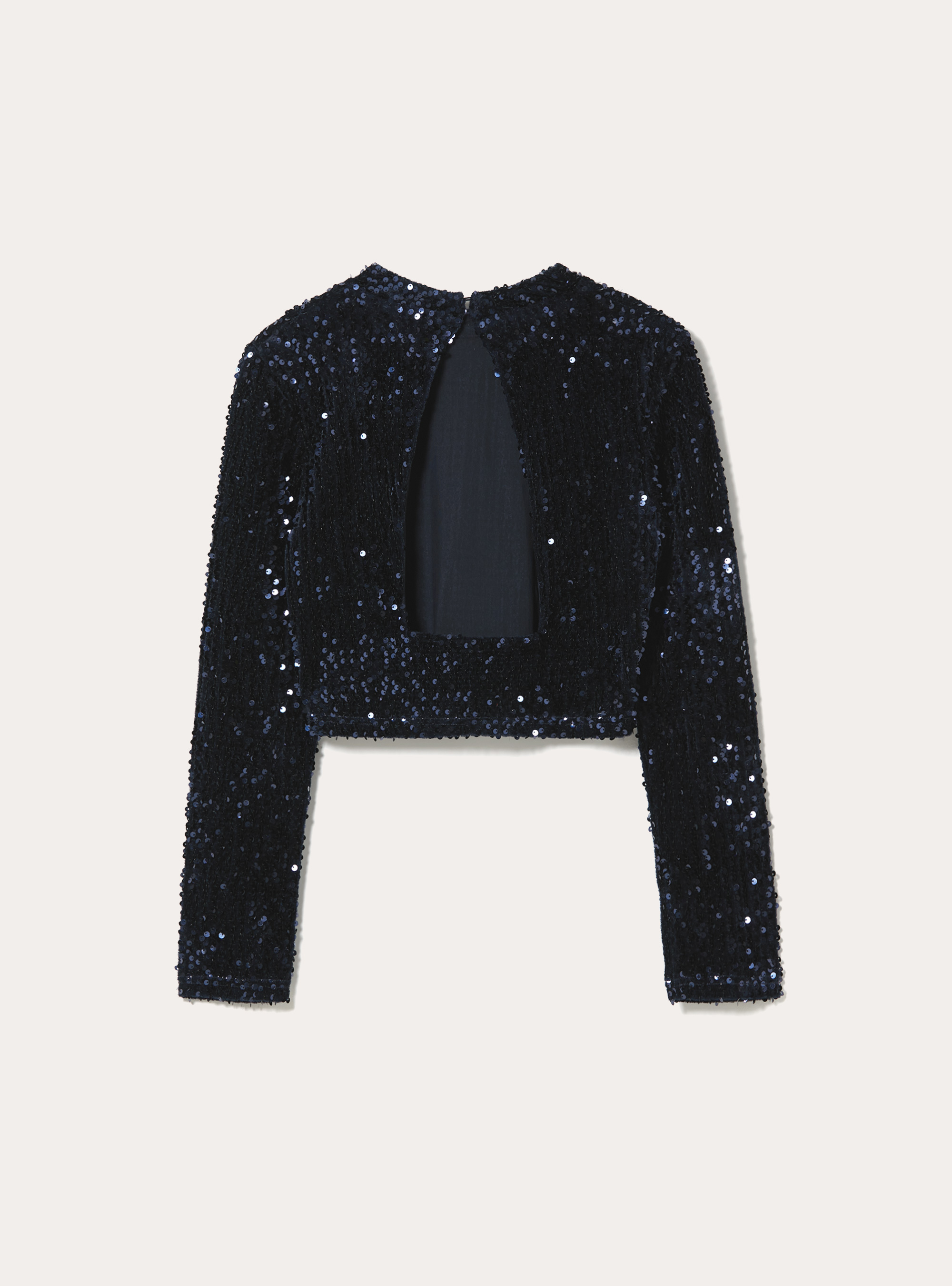 Maglia maniche lunghe in paillettes, RY1 ROYALE DARK