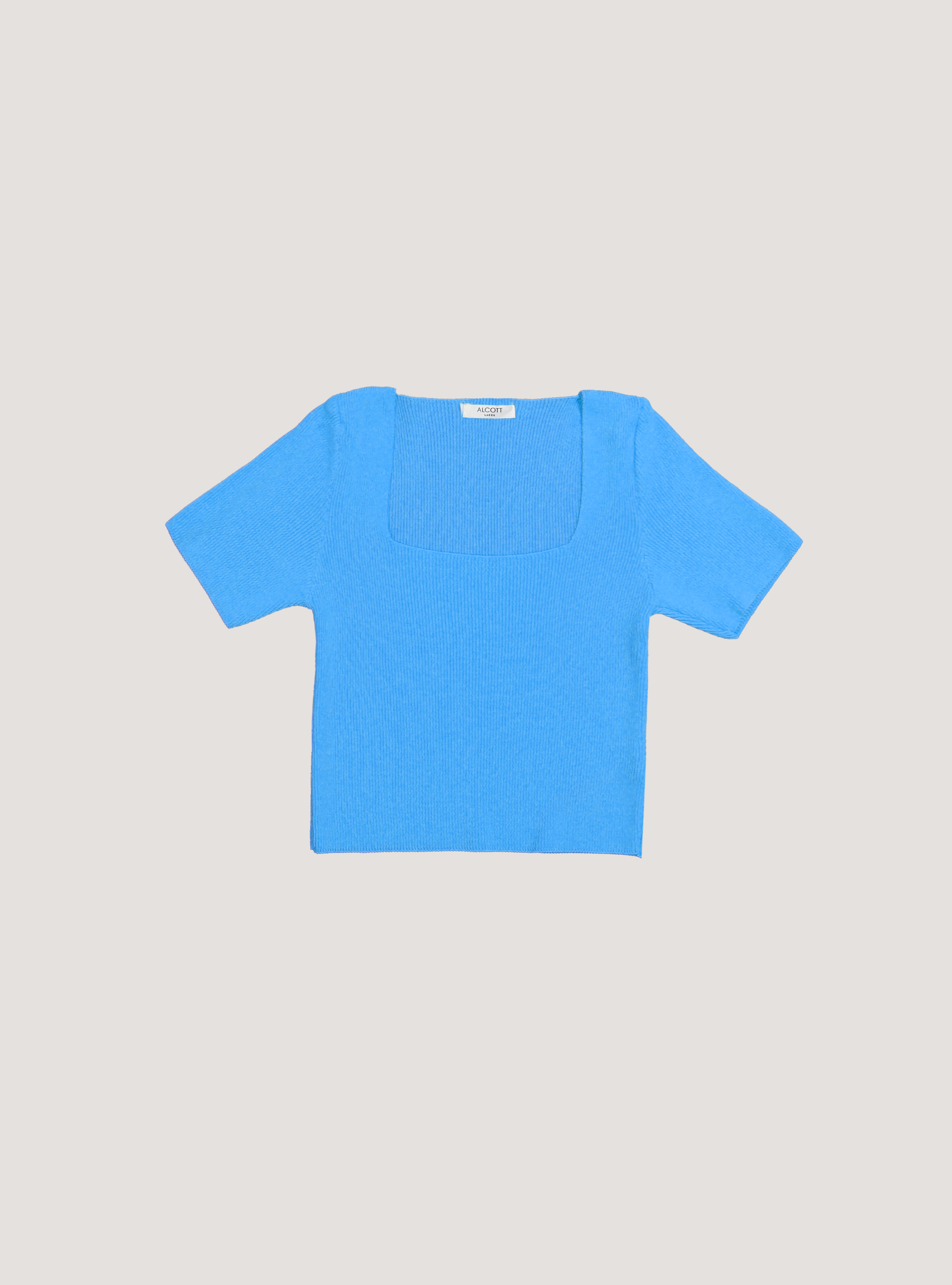 Ribbed cropped sweater with square neckline, AZ1 AZZURRE DARK