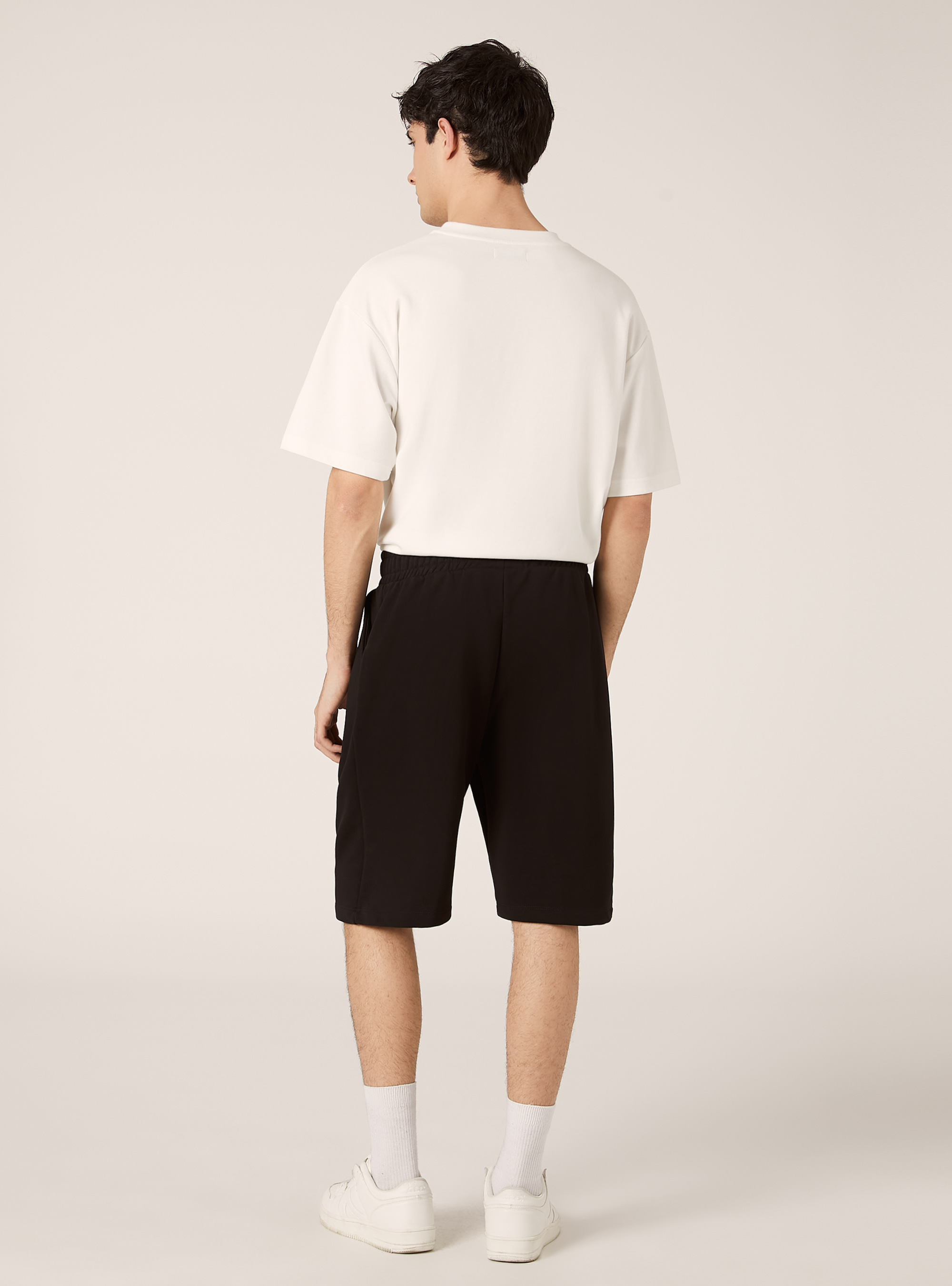 Bermuda loose fit in cotone, BK1 BLACK