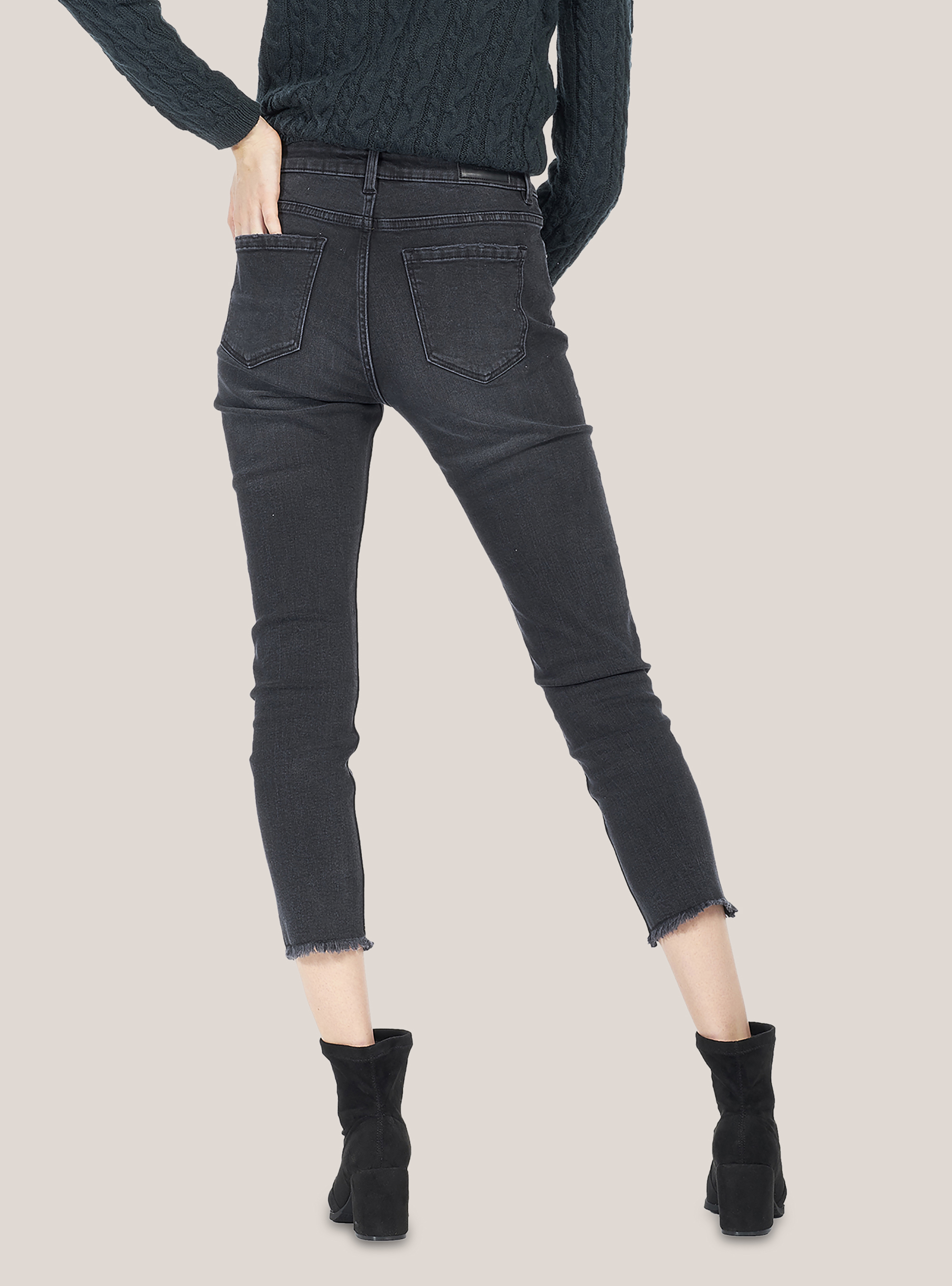 Skinny-Fit-Jeans mit hoher Taille, C101 BLACK