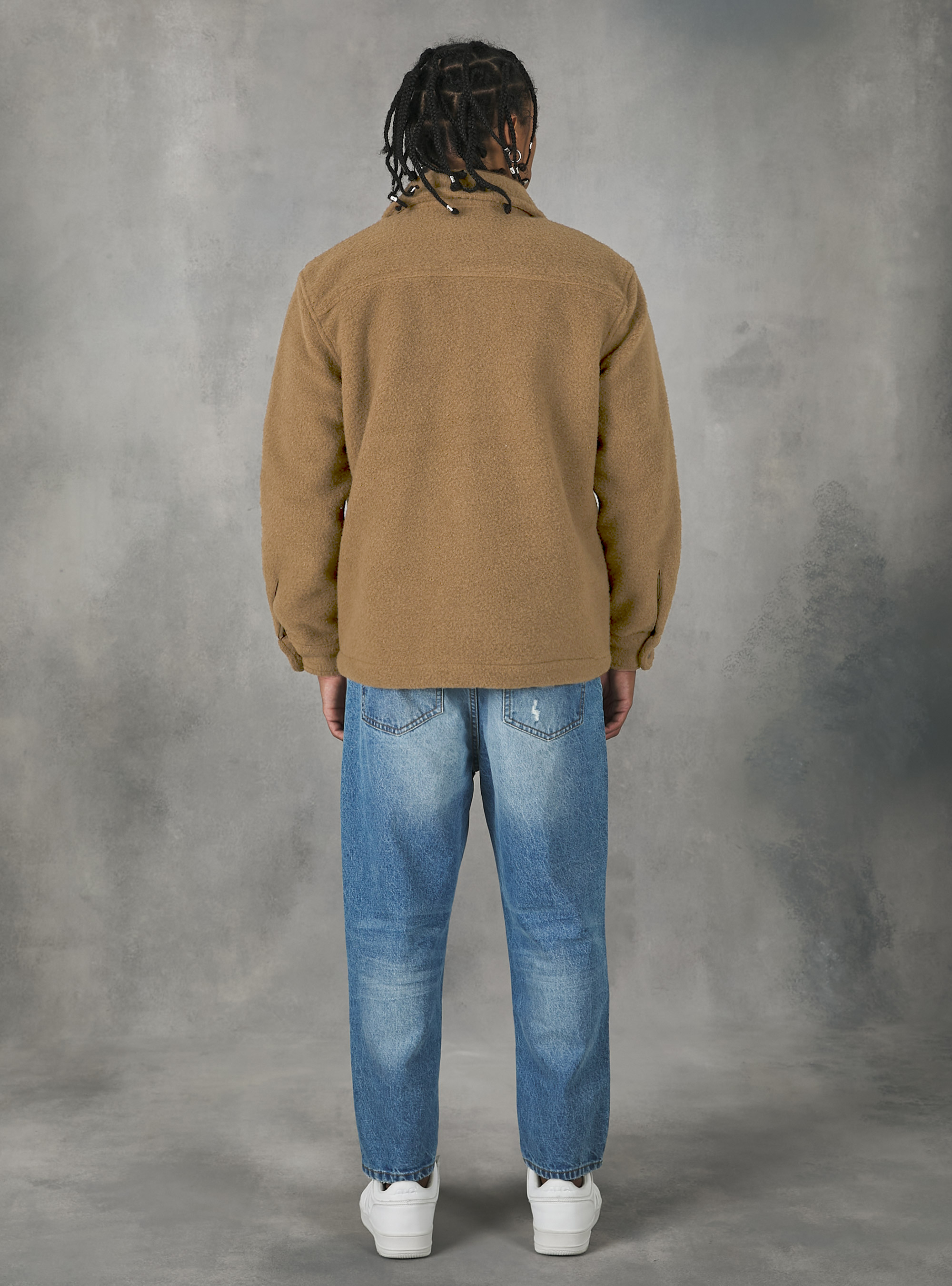 Giacca a camicia basica tinta unita, BG3 BEIGE LIGHT